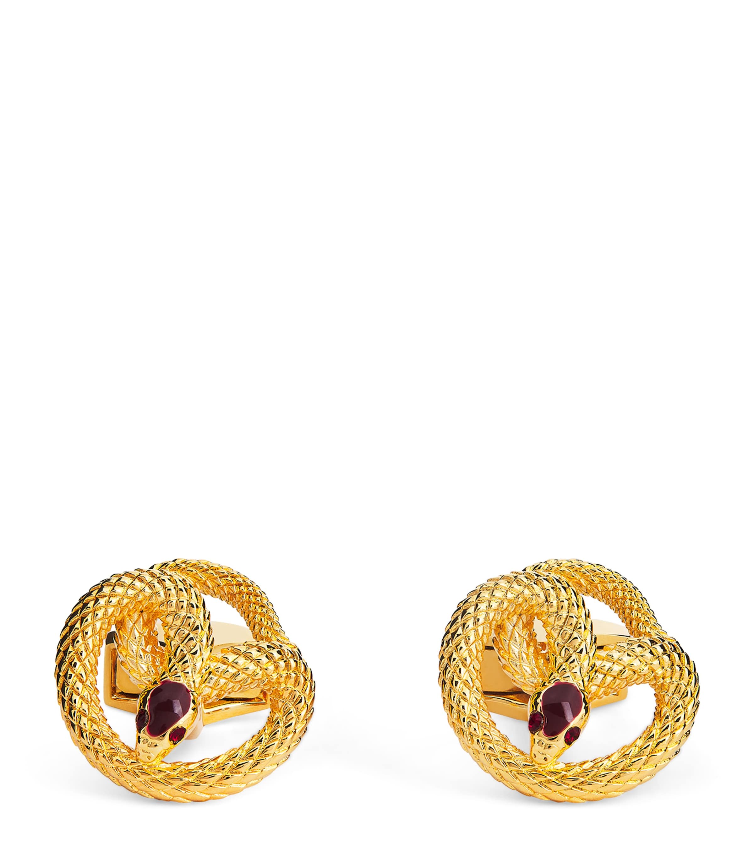 Gold-Plated Enamel-Detail Viper Cufflinks