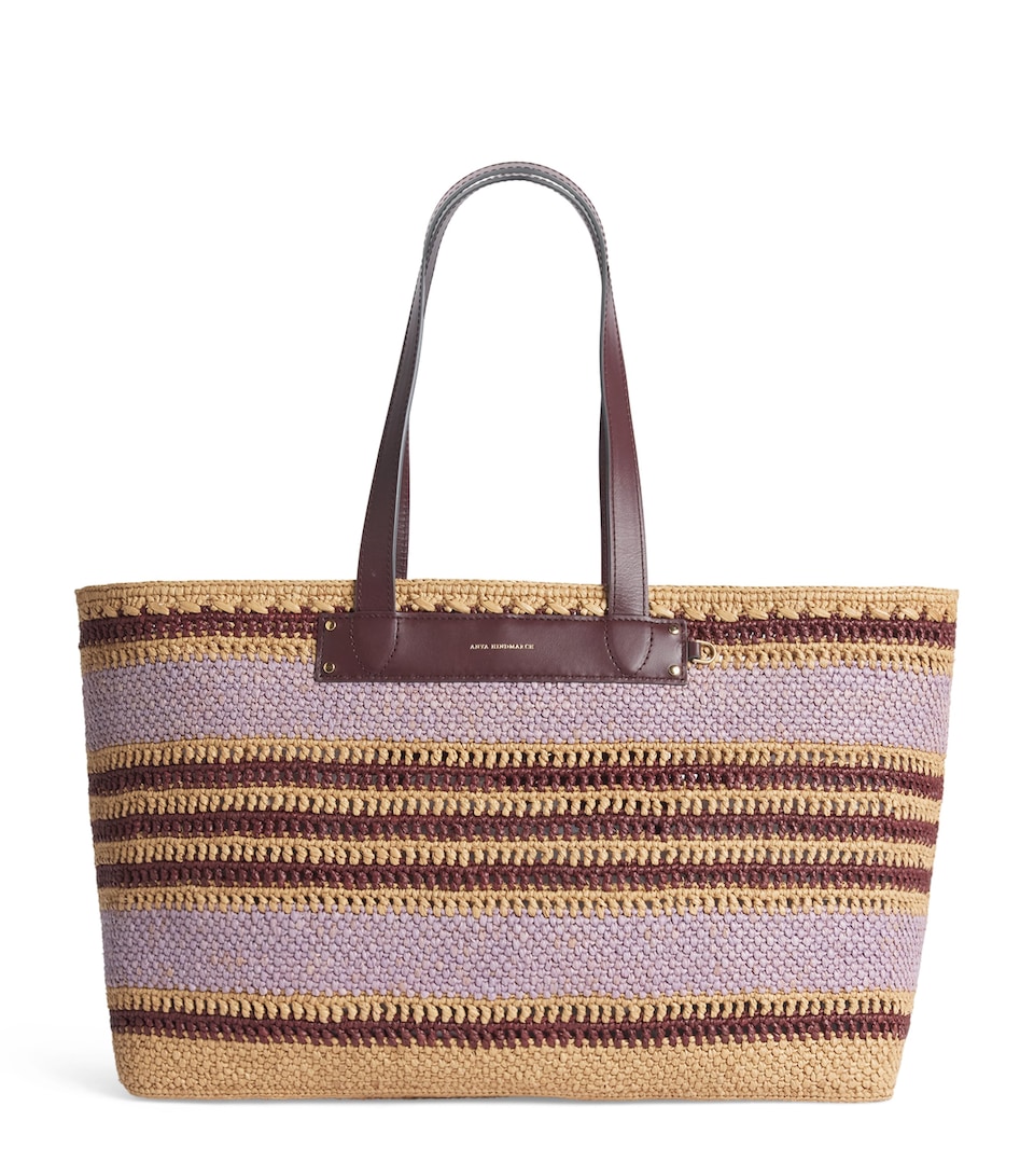 Anya Hindmarch Raffia Stripe Tote Bag Iris