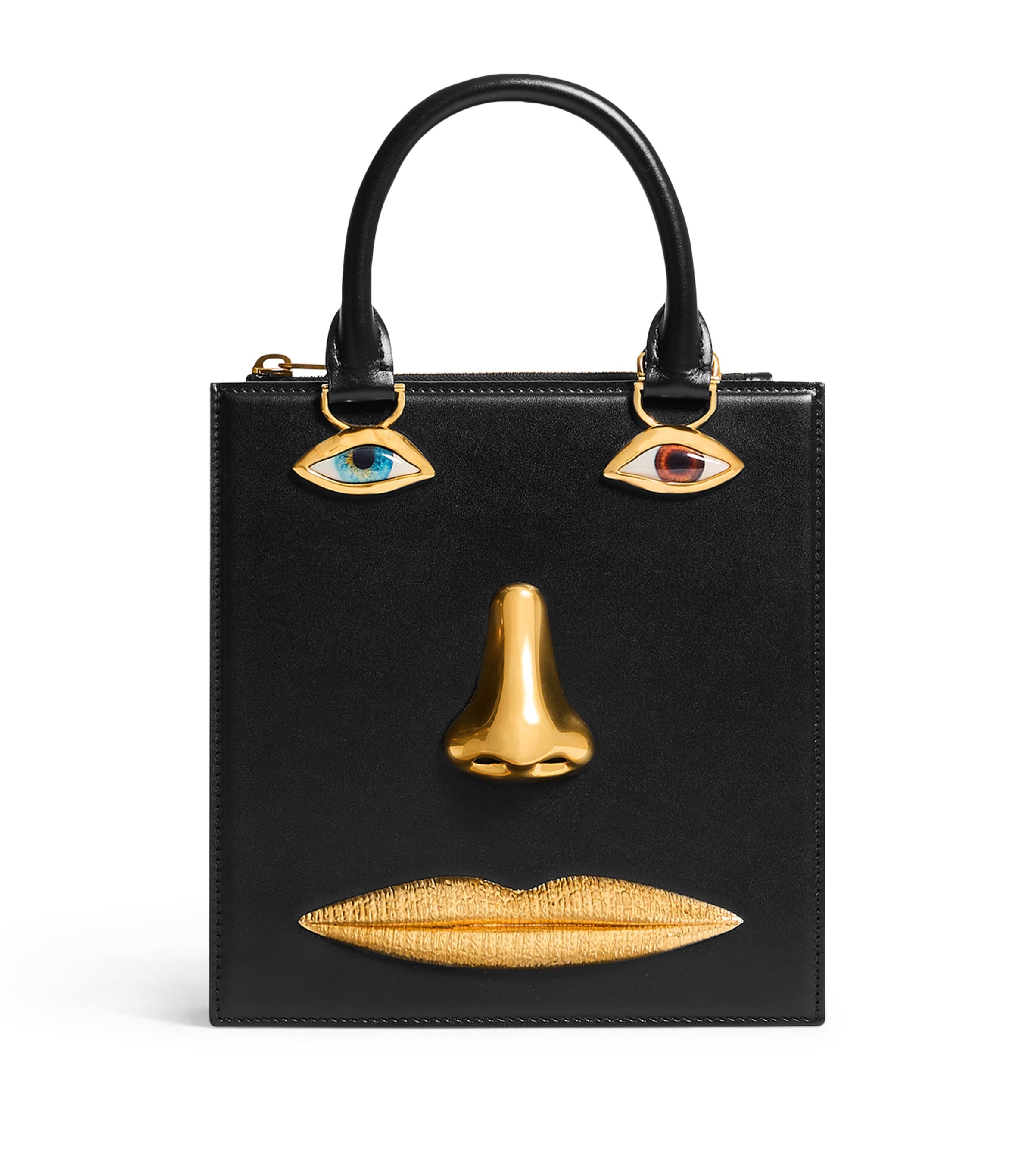 Schiaparelli Leather Face Top-Handle Bag Black