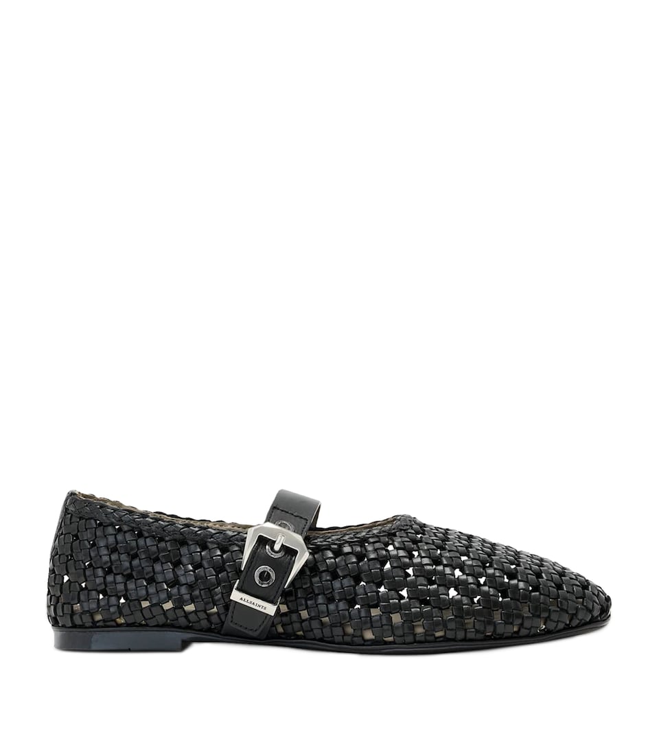 AllSaints Woven Leather Sabine Ballet Flats Black
