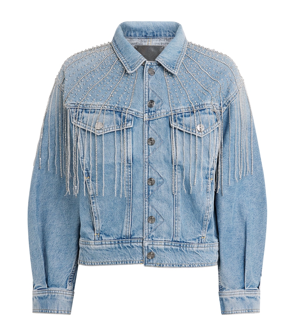 MOTHER Womens Embellished The Fly Away Denim Jacket Sprkl Emrgncy Kit