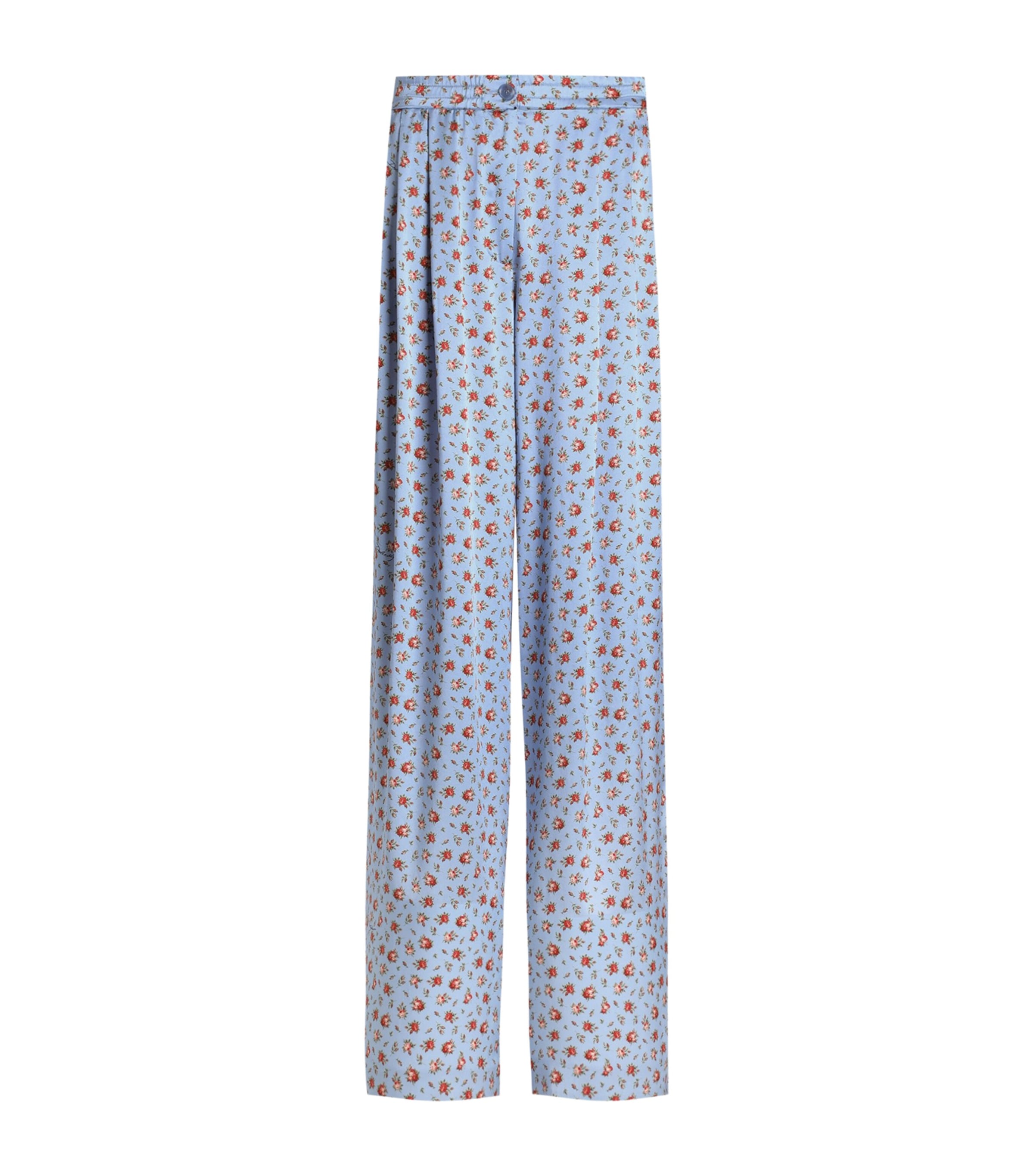 Silk Floral Wide-Leg Trousers