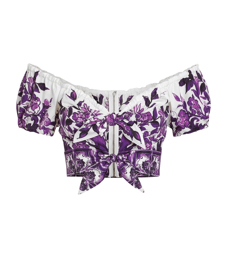 Cotton Majolica Print Crop Top