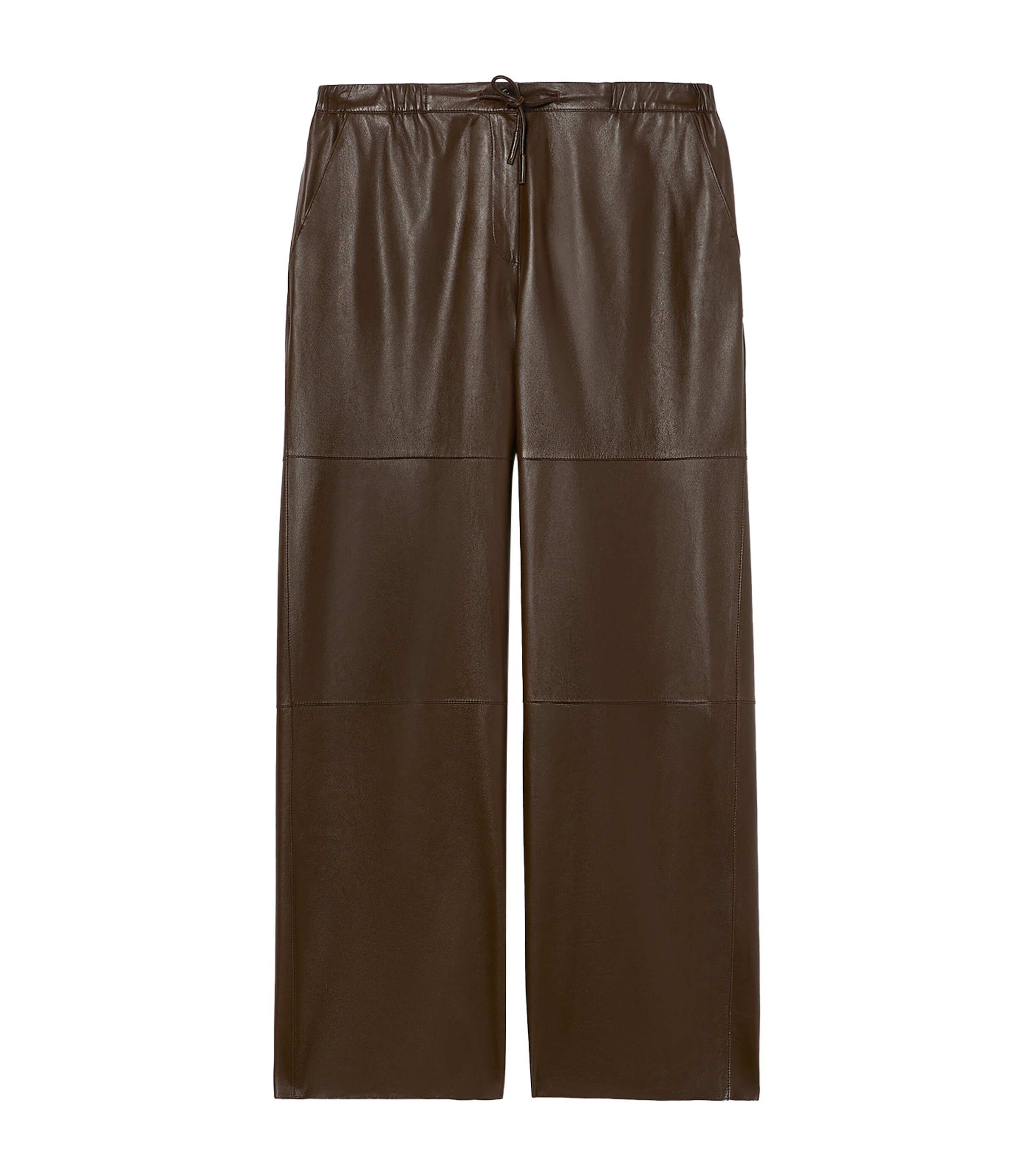 Marina Rinaldi Womens Leather Drawstring Trousers Chocolate