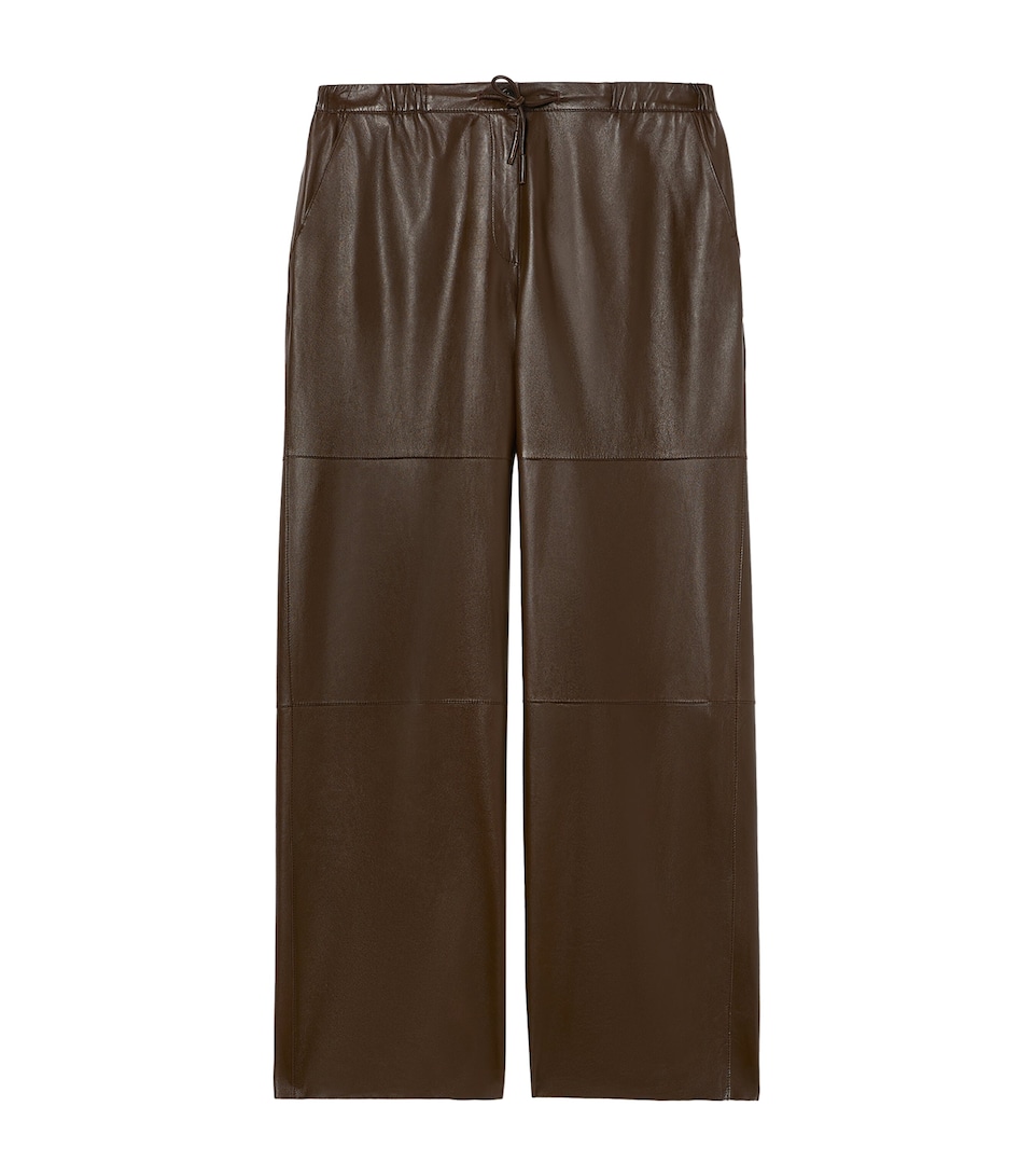 Marina Rinaldi Womens Leather Drawstring Trousers Chocolate