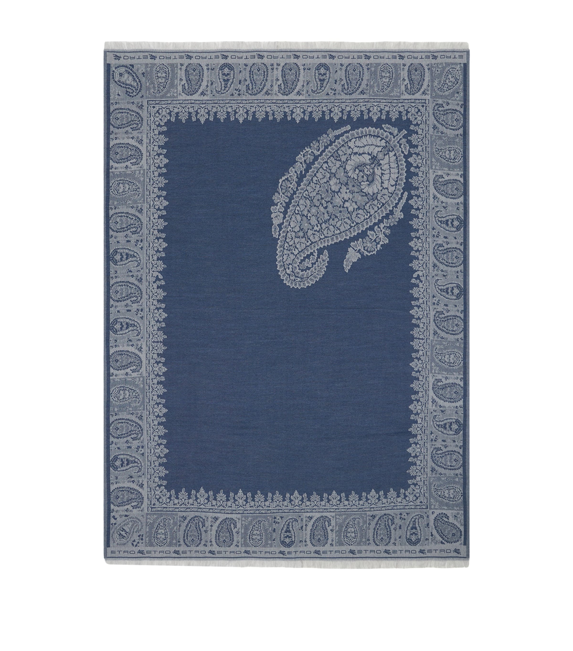 Etro Wool Paisley Tagete Throw (180cm x 140cm) Blue