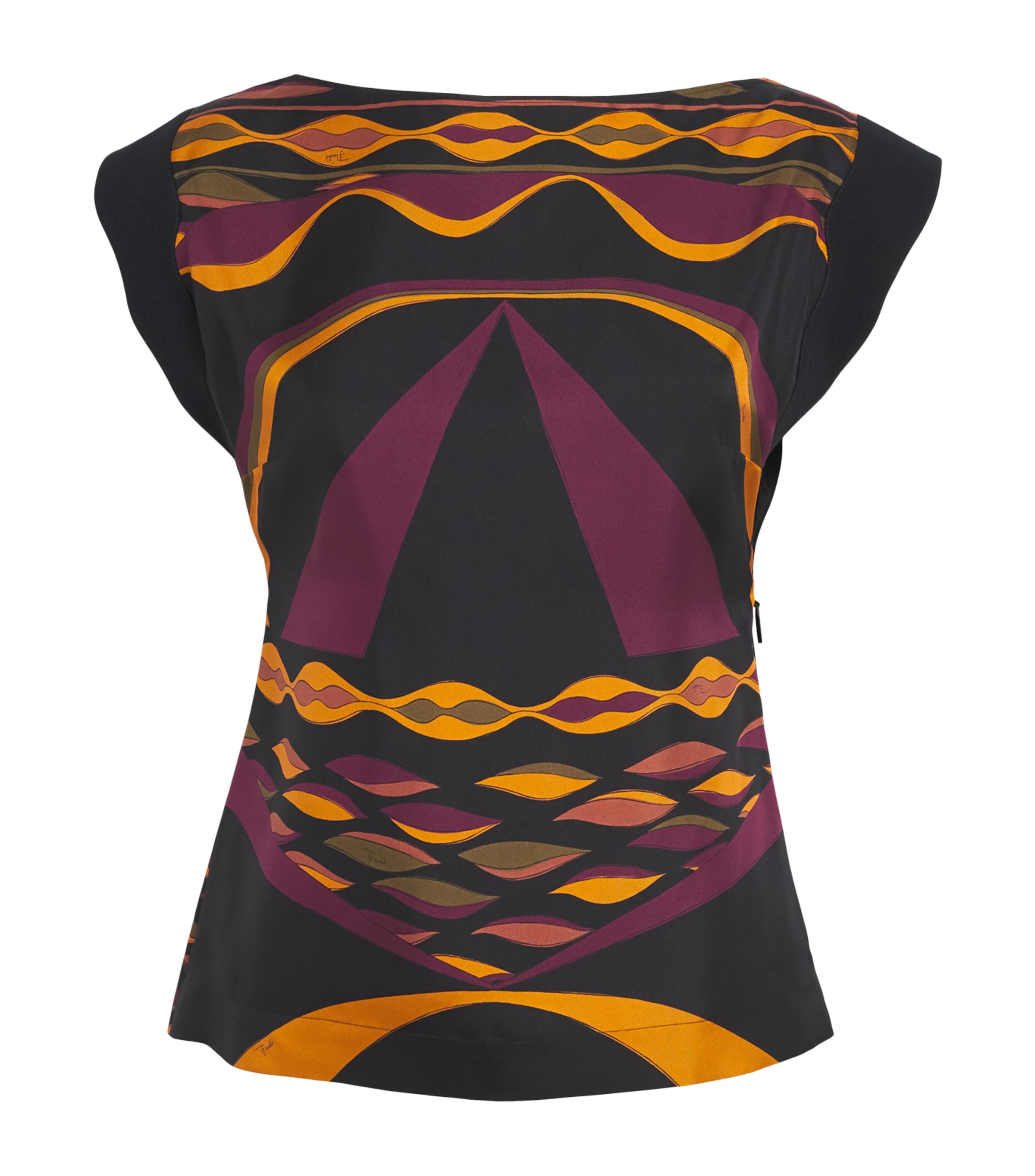 PUCCI Womens Silk Dune Print Blouse Bordeaux Gold