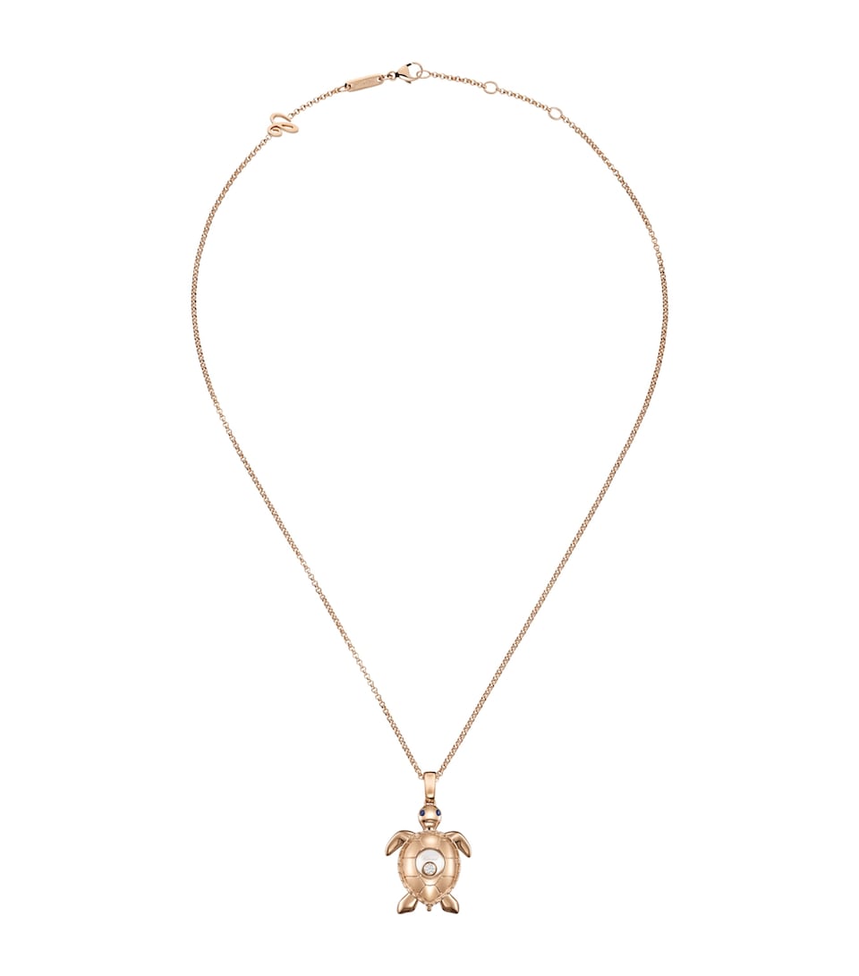 Rose Gold and Diamond Happy Diamonds Turtle Necklace