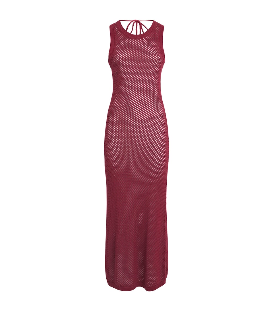 Melissa Odabash Womens Cotton Knitted Callie Maxi Dress Burgundy