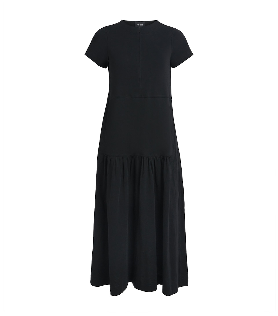 ME+EM Womens Organic Cotton Tiered Maxi Dress Black
