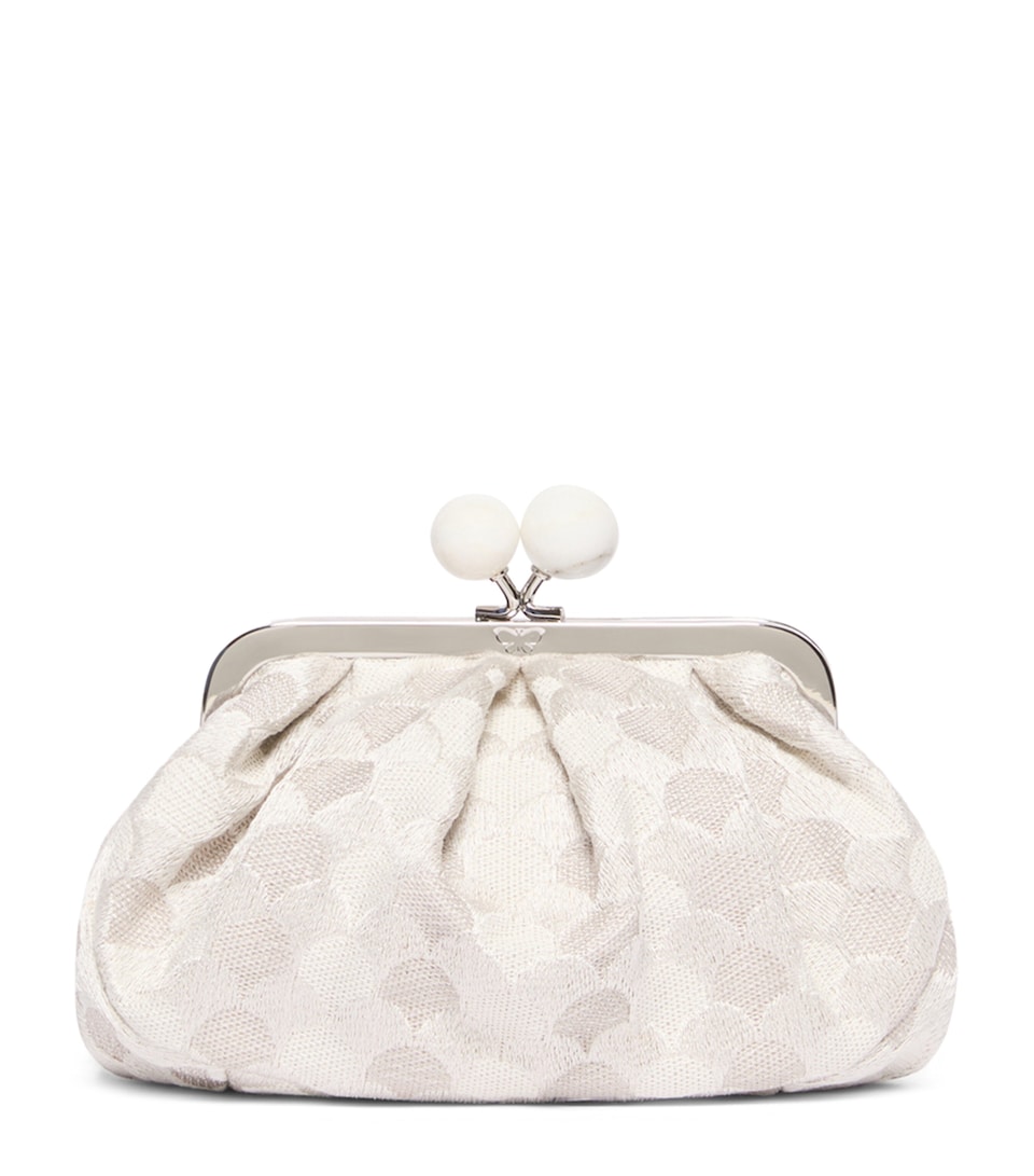 Weekend Max Mara Woven Jacquard Pasticcino Clutch Bag White