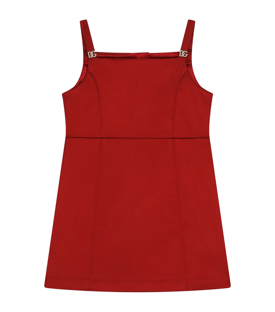 Dolce&Gabbana Kids Satin Square-Neck Dress (2-6 Years) Very Dark