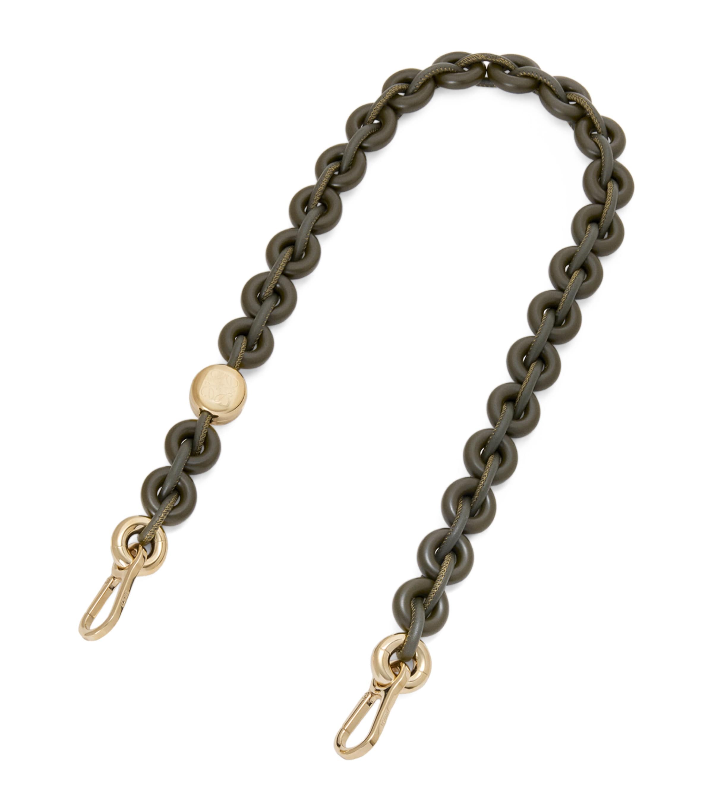 LOEWE Leather Tonal Donut Bag Strap Dark Khaki