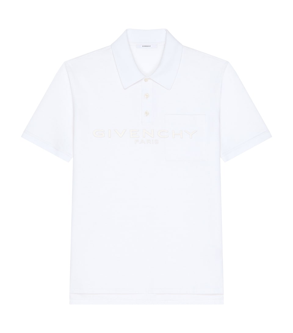 Givenchy Mens Cotton-Silk Logo Polo Shirt White