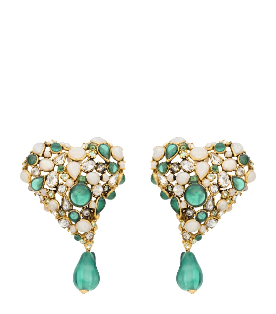 Saint Laurent Crystal Heart Earrings