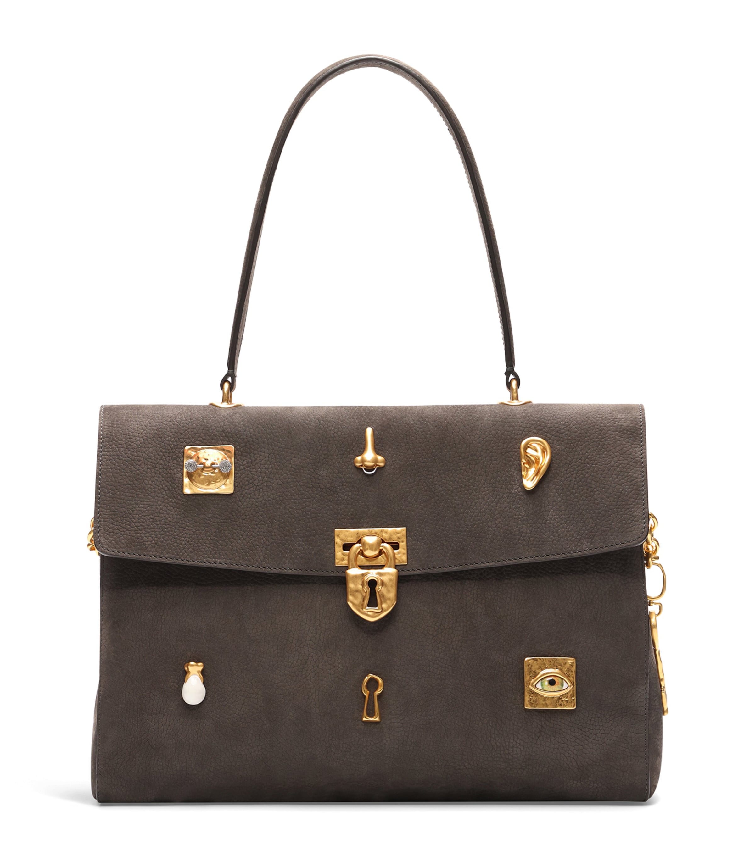 Schiaparelli Leather Secret Bijoux Top-Handle Bag Dark Grey