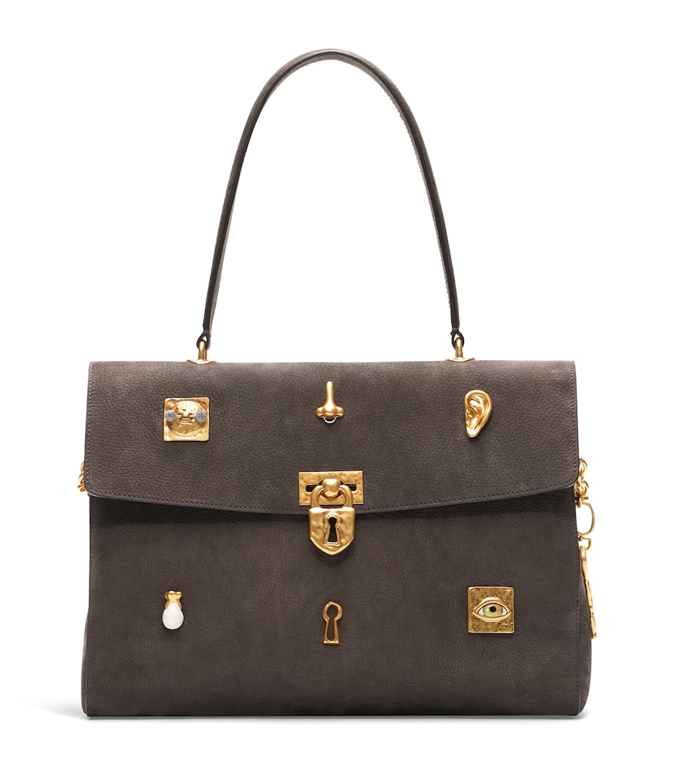 Schiaparelli Leather Secret Bijoux Top-Handle Bag Dark Grey