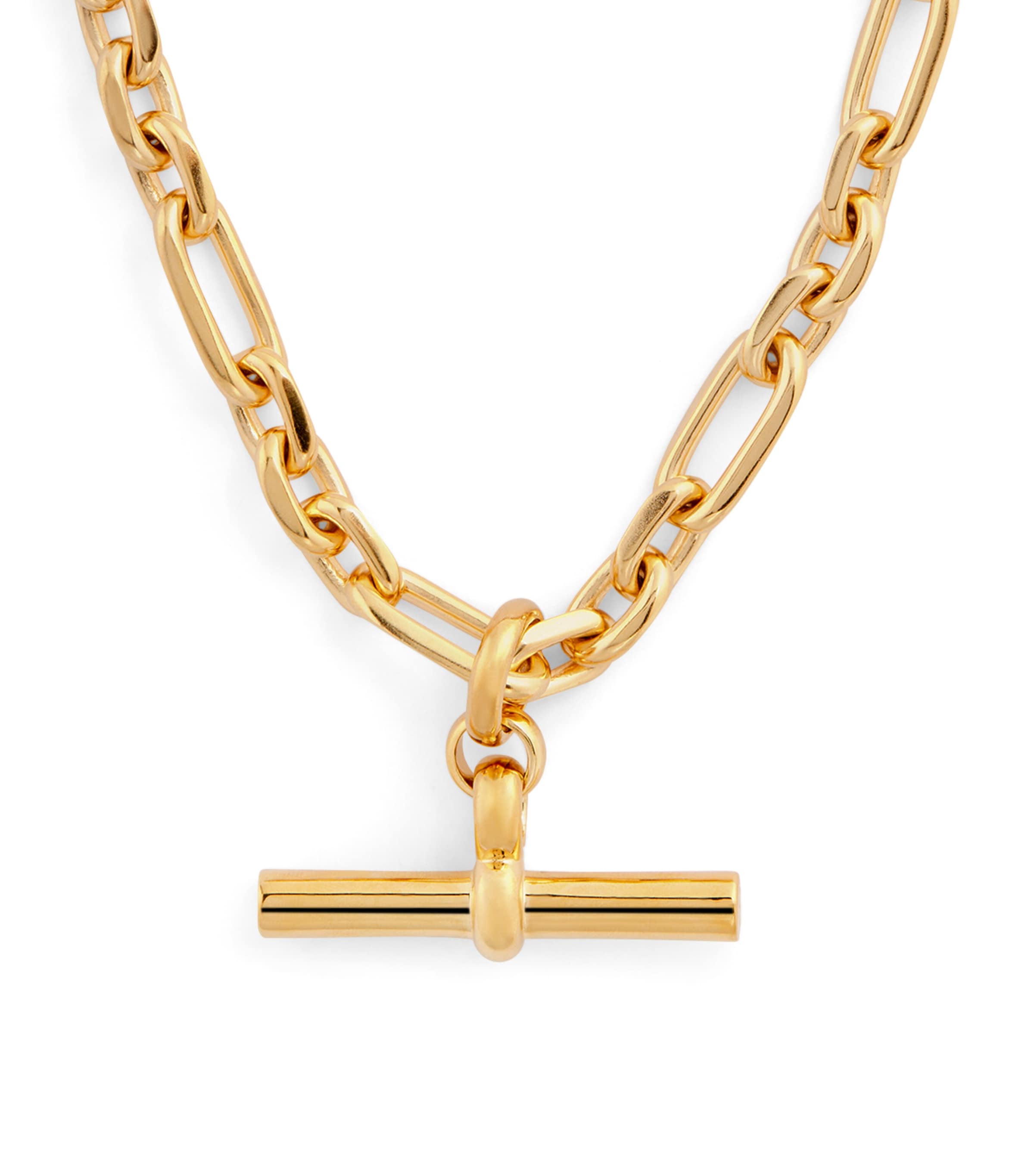 Gold-Plated T-Bar Watch Chain Necklace