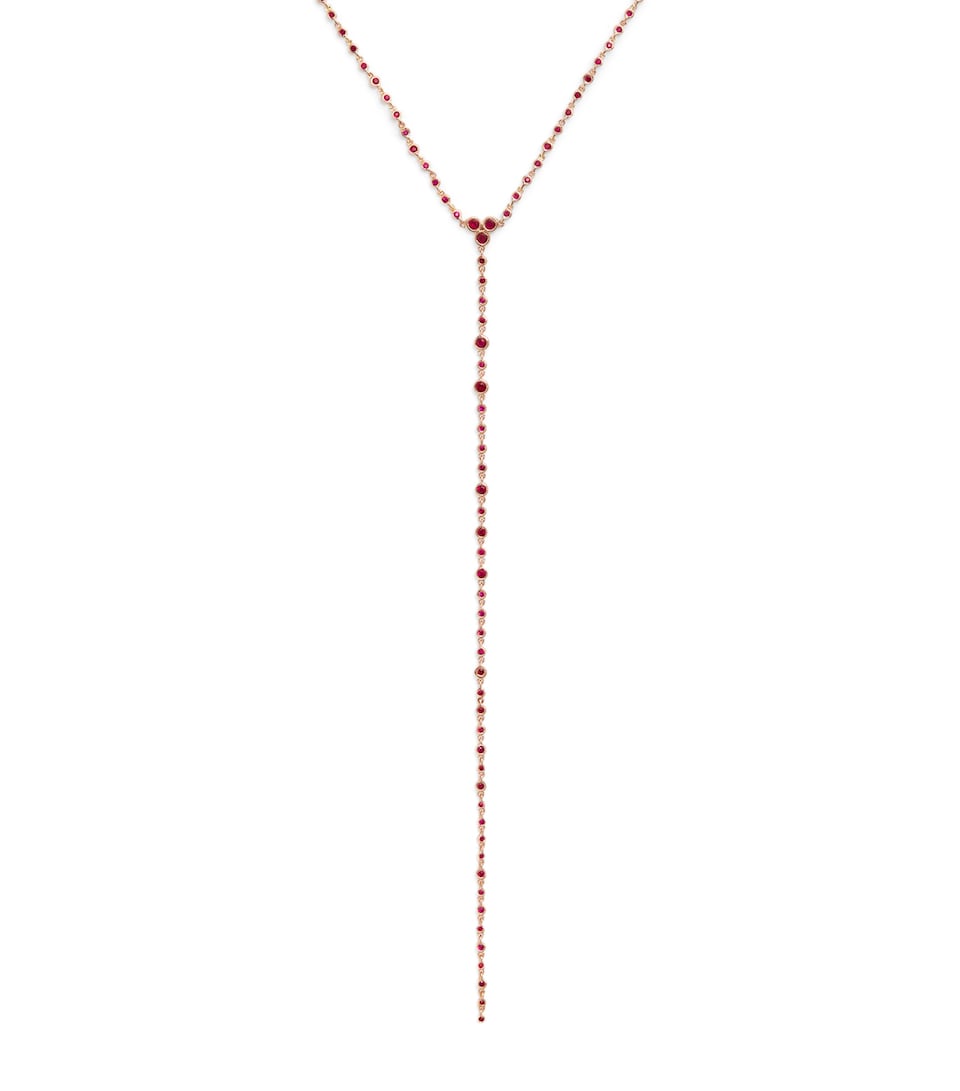 Rose Gold and Pink Sapphire Infinity Y Lariat Necklace