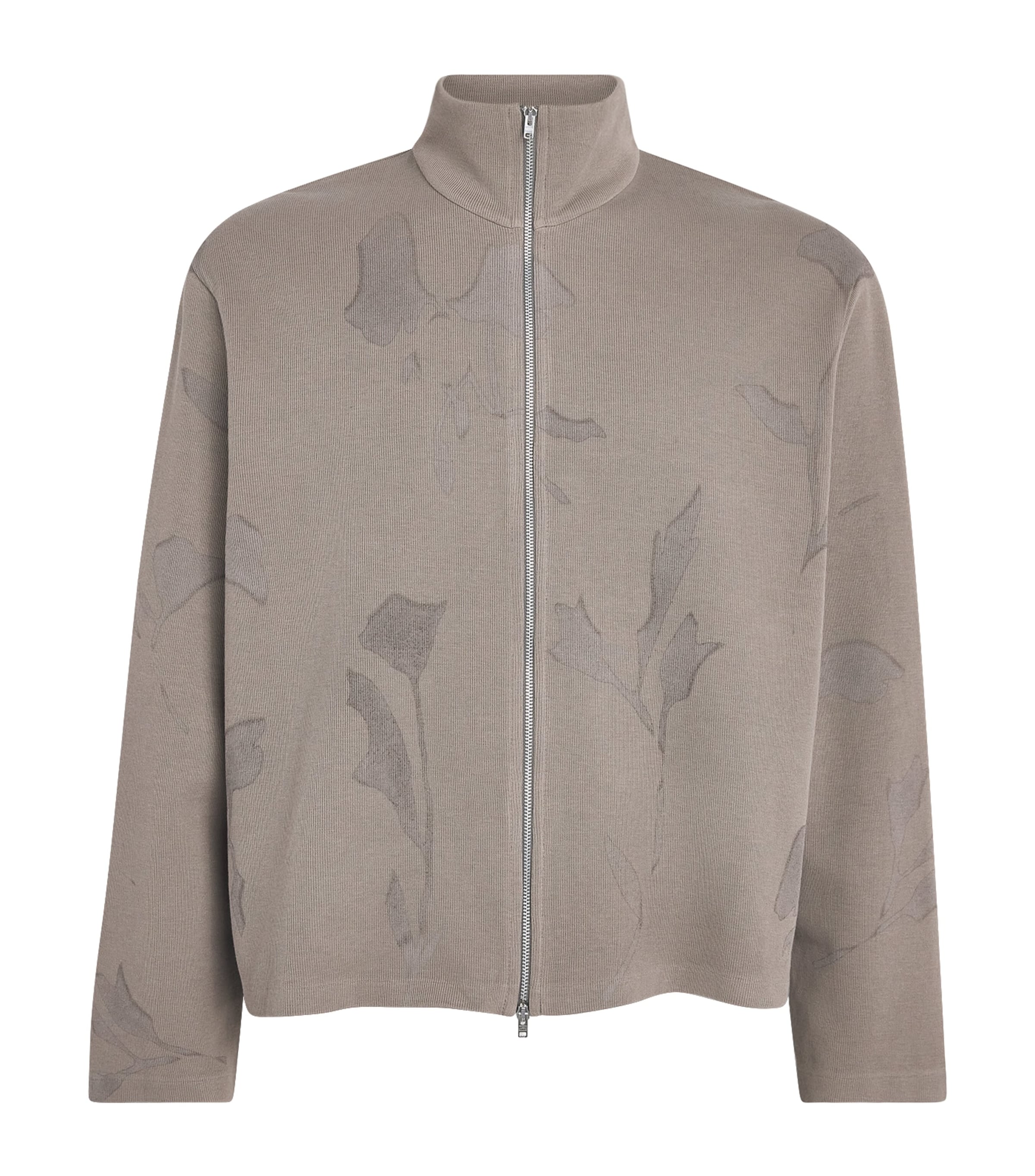 Our Legacy Mens Cotton Shrunken Zip-Up Sweater Silt Flwr Athltc Rib