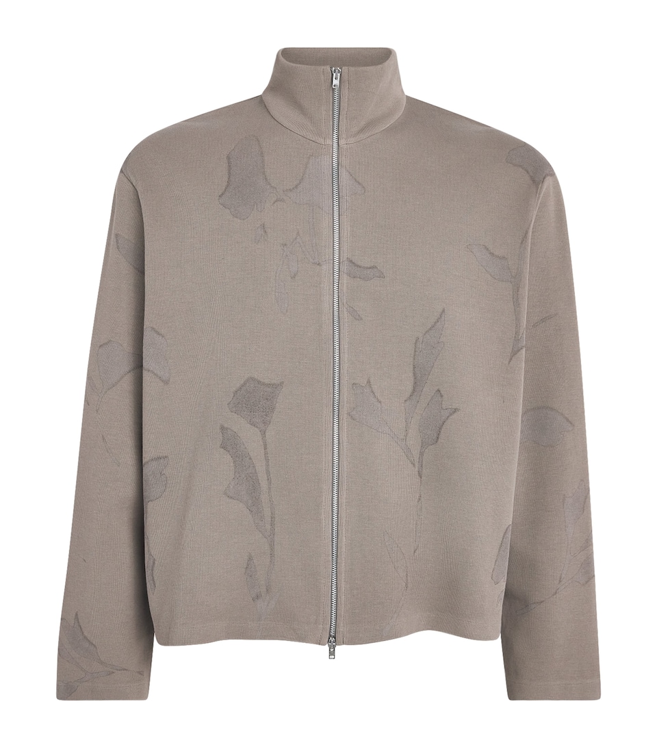 Our Legacy Mens Cotton Shrunken Zip-Up Sweater Silt Flwr Athltc Rib