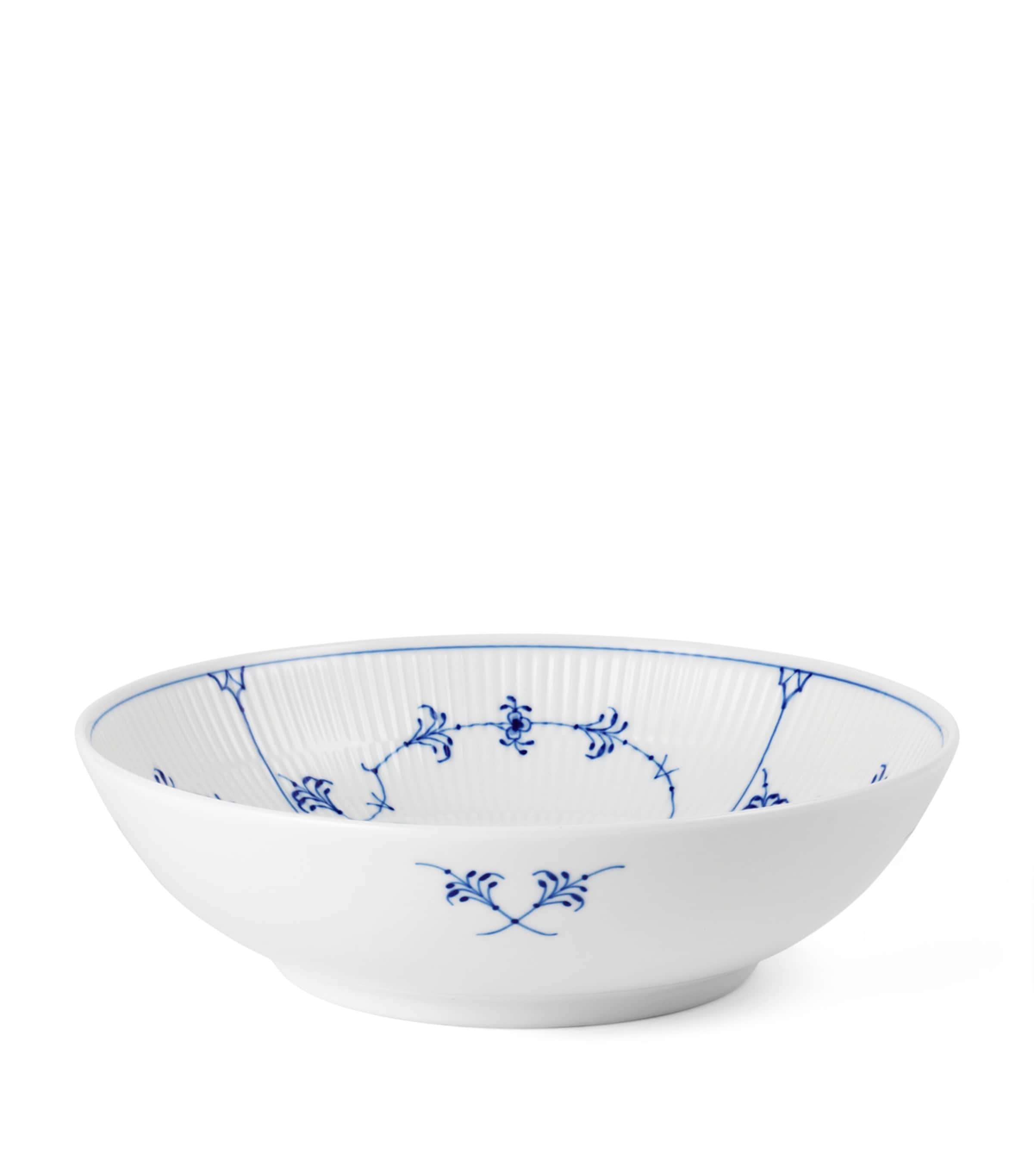 Porcelain Blue Fluted Serving Bowl (21cm)