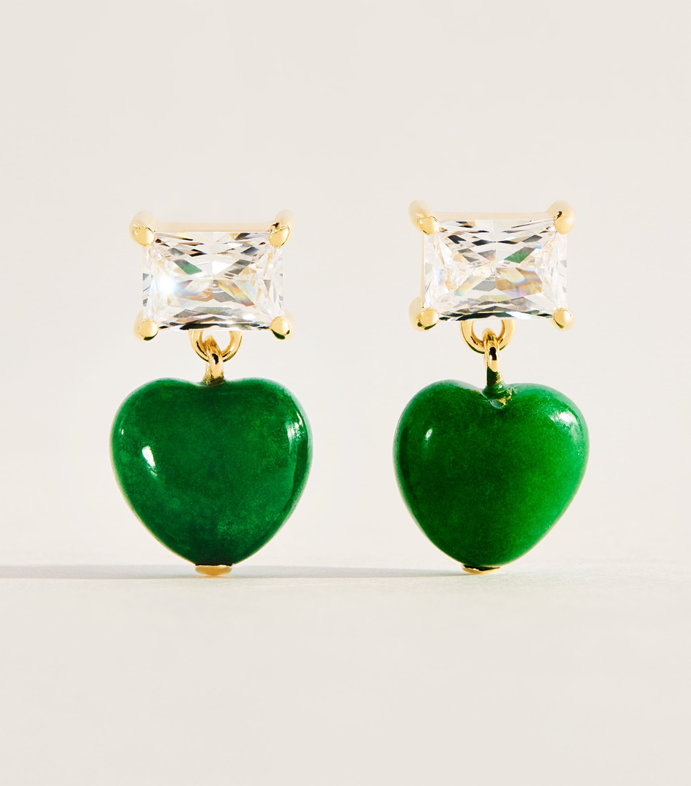 Completedworks Gold-Plated The Heart's Window Drop Earrings Gold Plated Grn