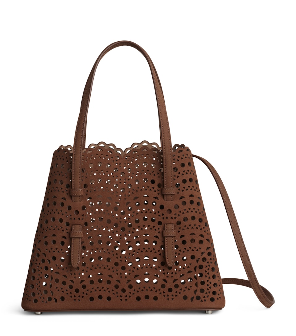 Alaïa Suede Le Mina Tote Bag Blanc Casse