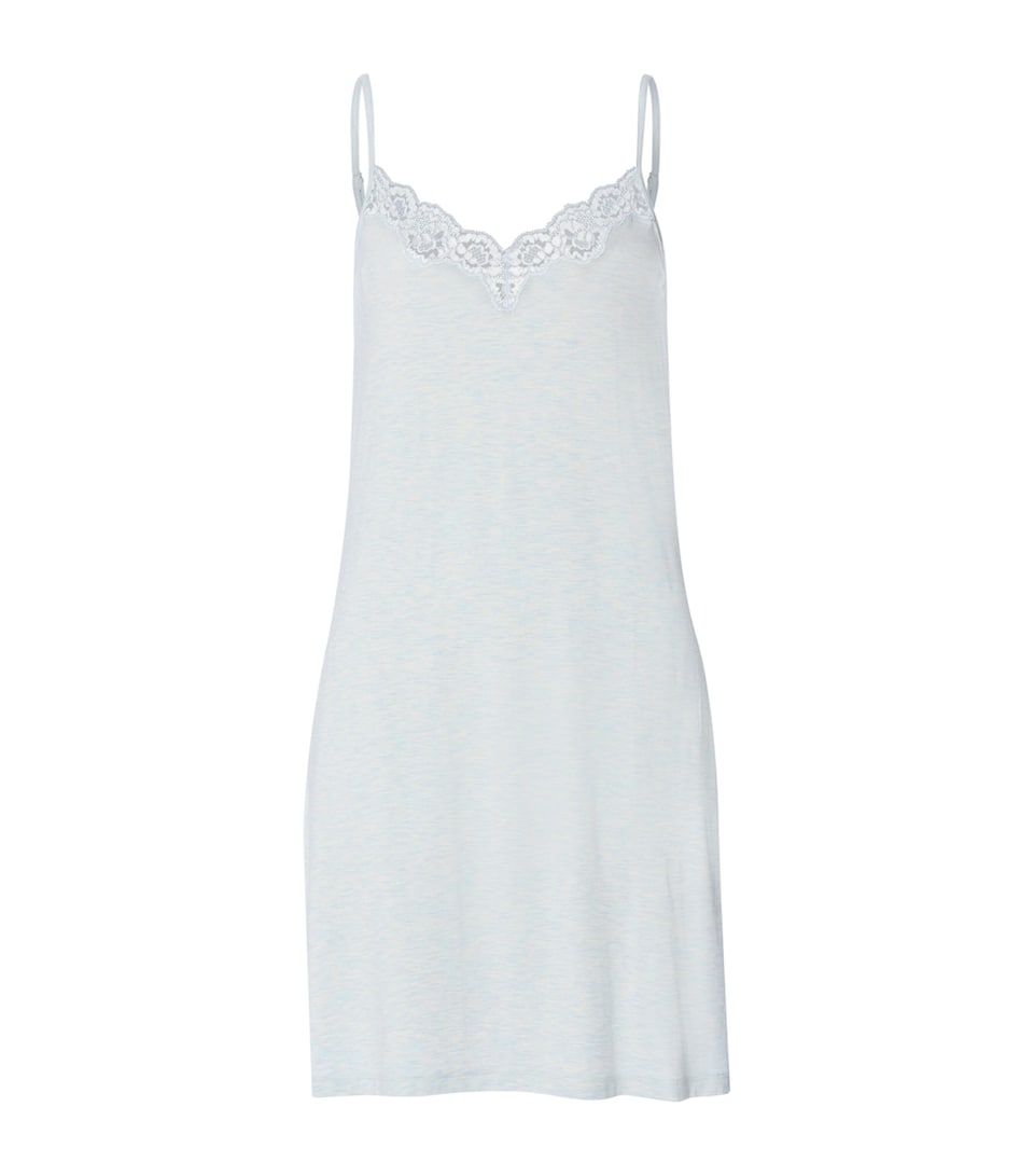 Hanro Womens Natural Elegance Mini Nightdress Watery Blue Melange