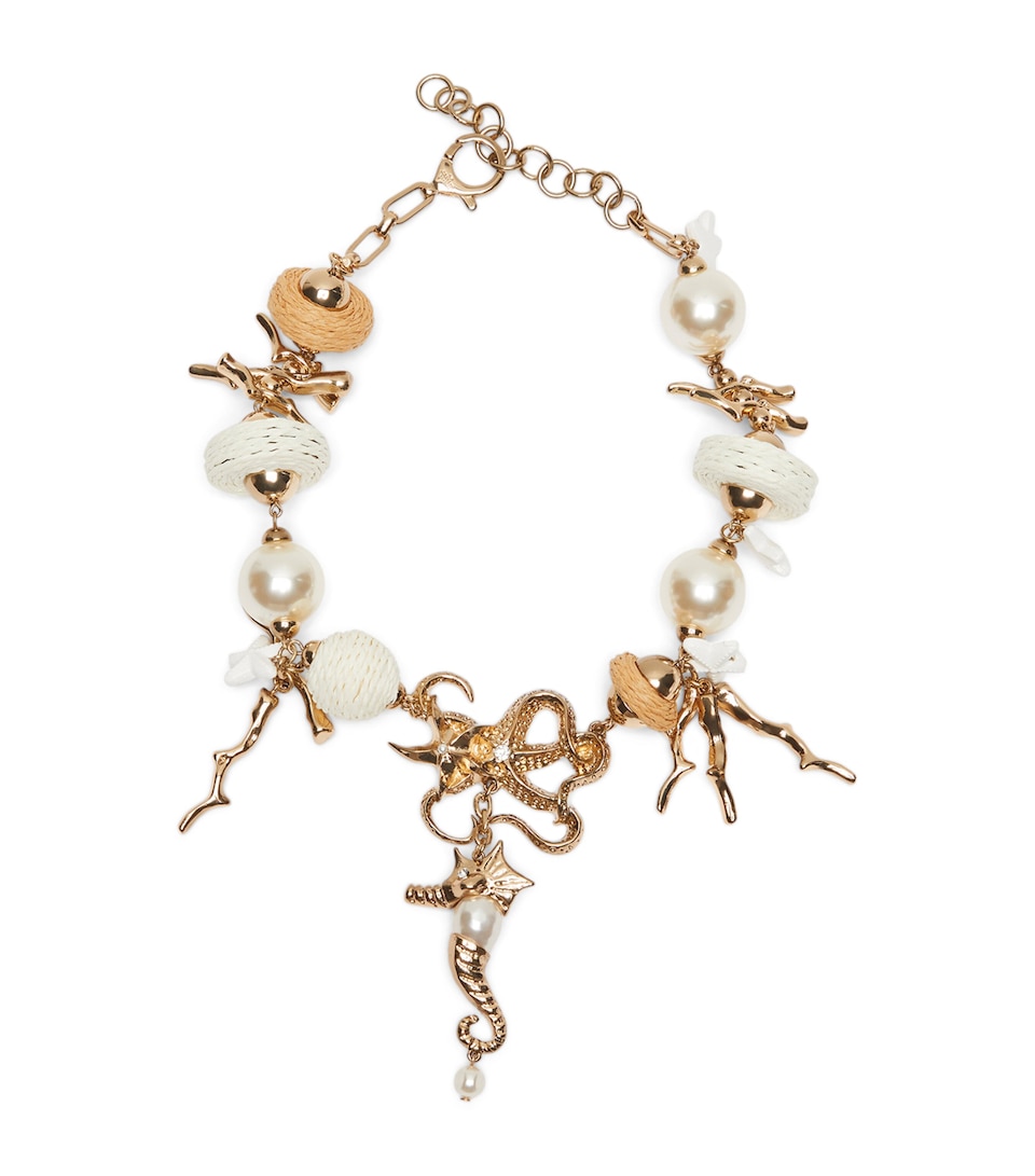 Weekend Max Mara Beaded Charm Necklace Gold