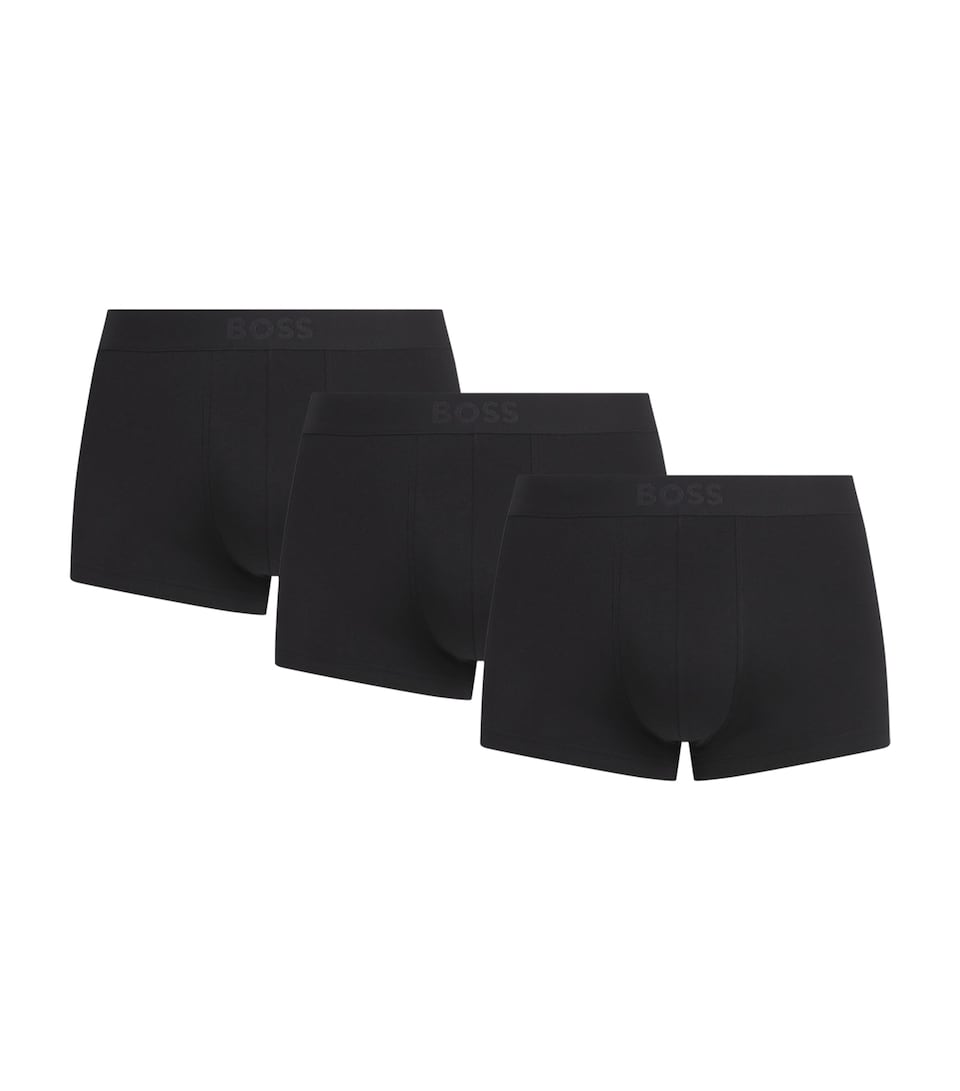 BOSS Mens Stretch-Organic Cotton Trunks (Pack of 3) Black