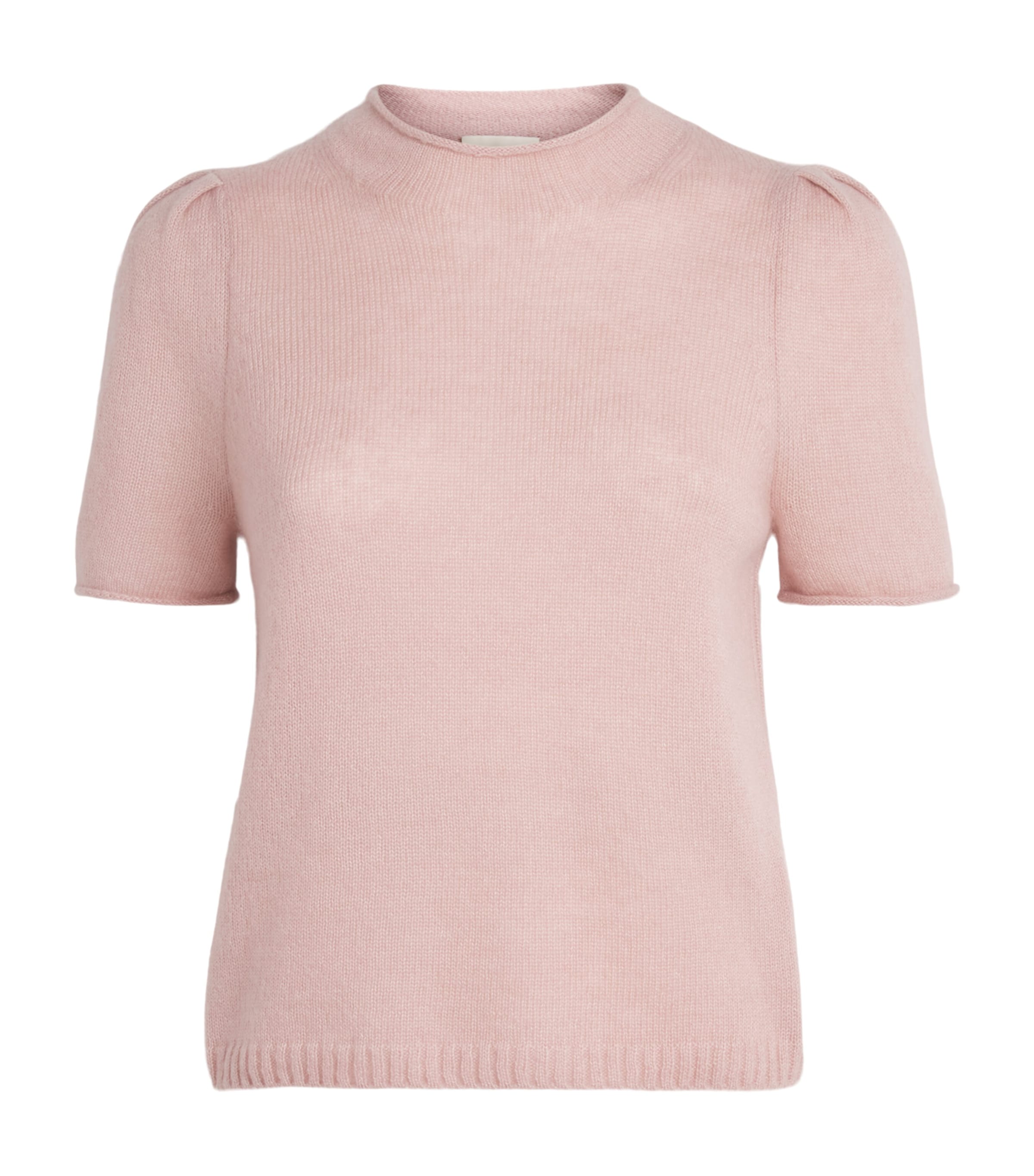 ME+EM Womens Wool-Cashmere-Silk Puff-Sleeve T-Shirt Smoke Pink