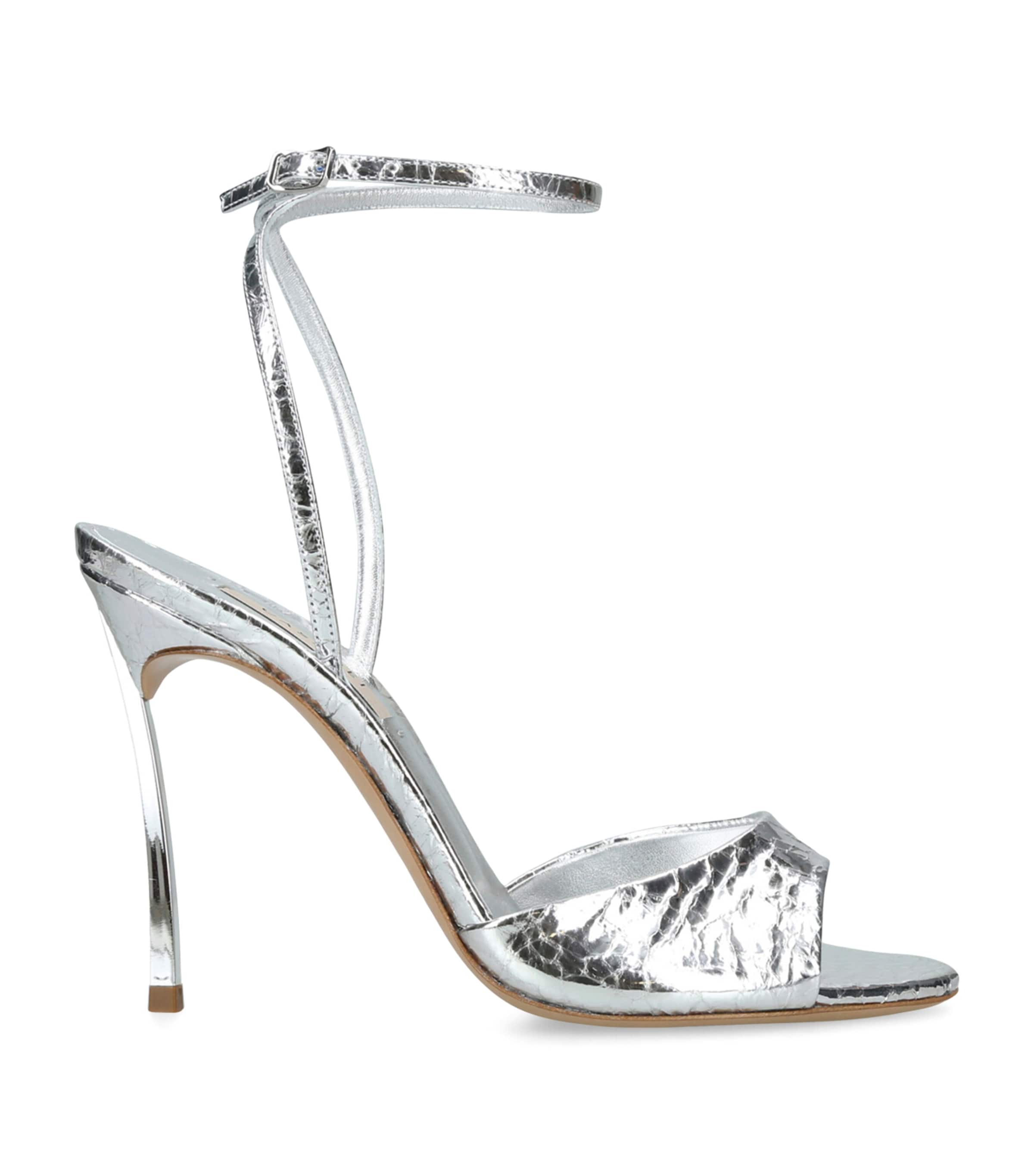 Metallic Leather Blade Heeled Sandals 100