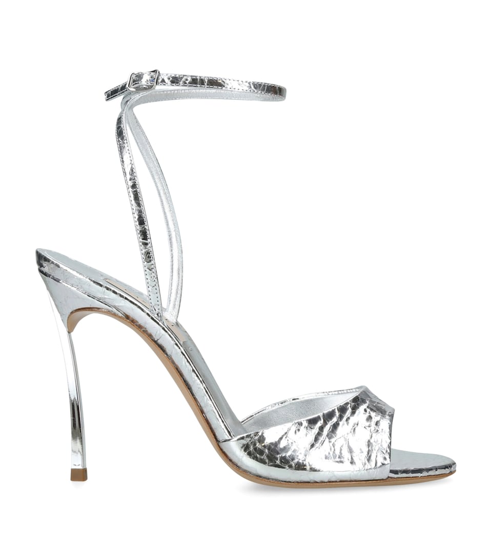 Metallic Leather Blade Heeled Sandals 100