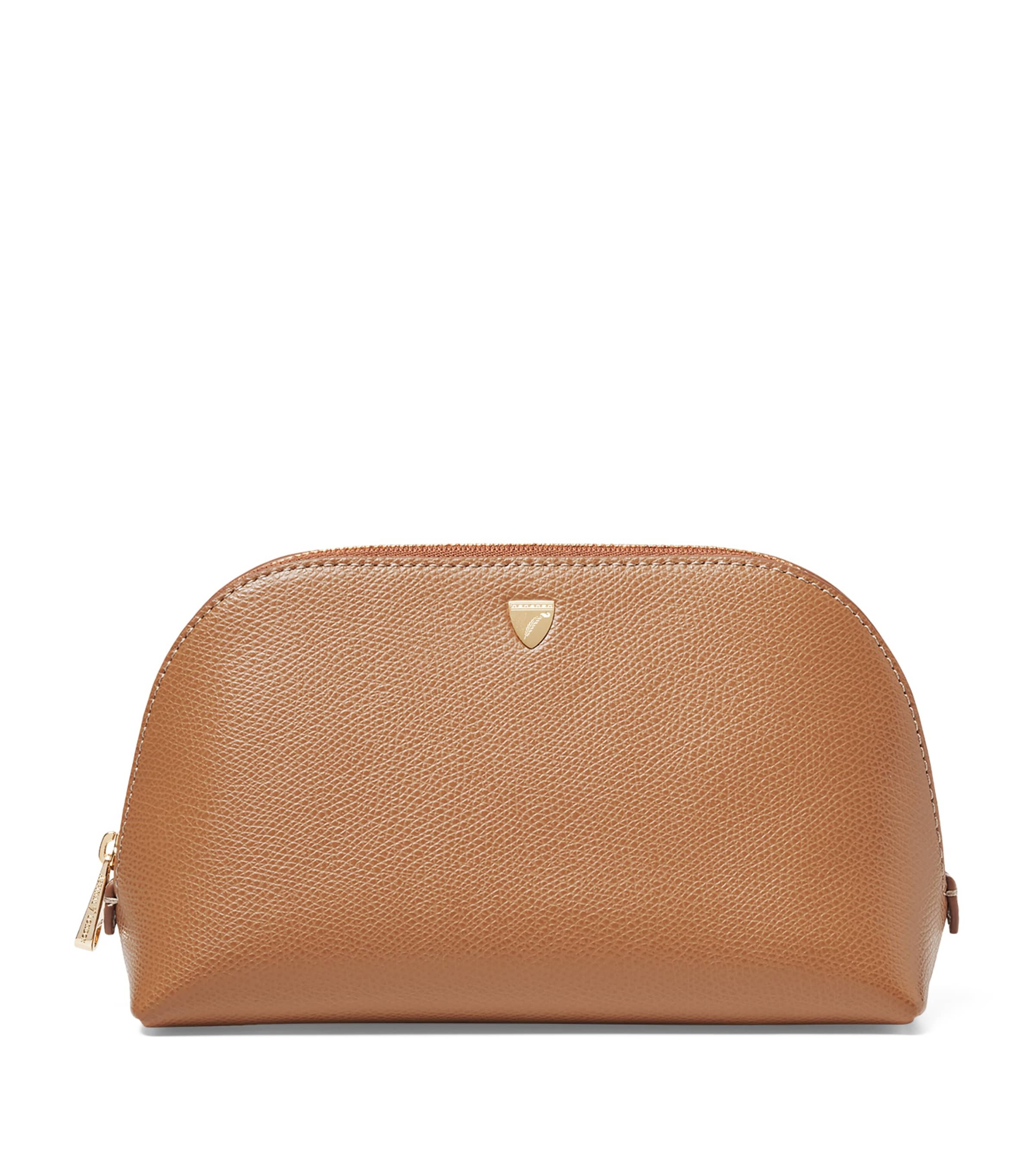Aspinal Of London Small Grained Leather Cosmetics Case Caramel