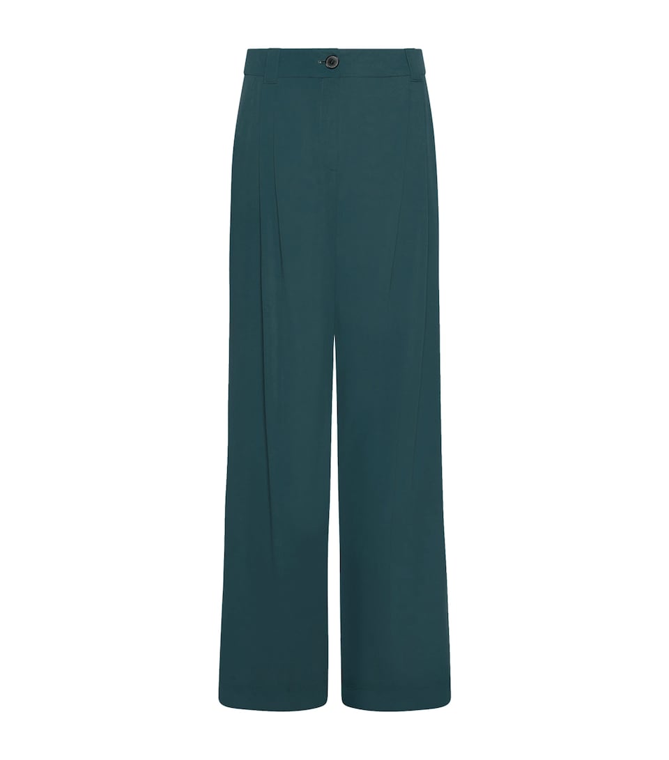 Marella Womens Jersey Wide-Leg Trousers Peacock Blue