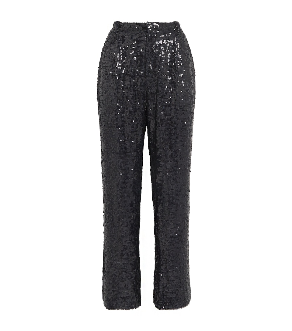 Sequin Pleated Tapered Trousers