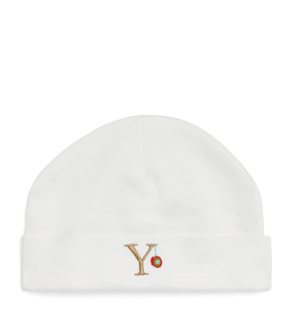 PAINT MY DREAMS Cotton Embroidered ‘Y’ Beanie White
