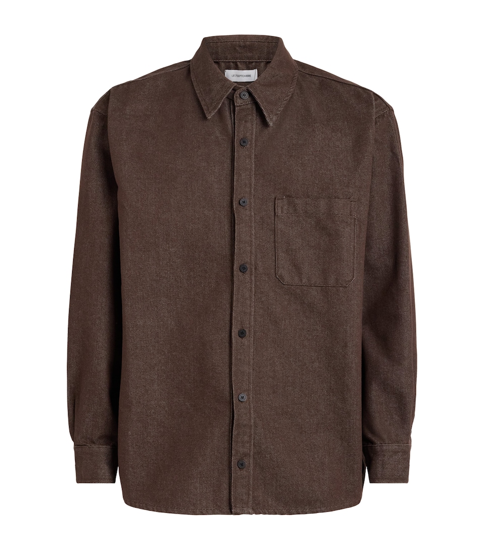 Le 17 Septembre Mens Denim Overshirt Brown