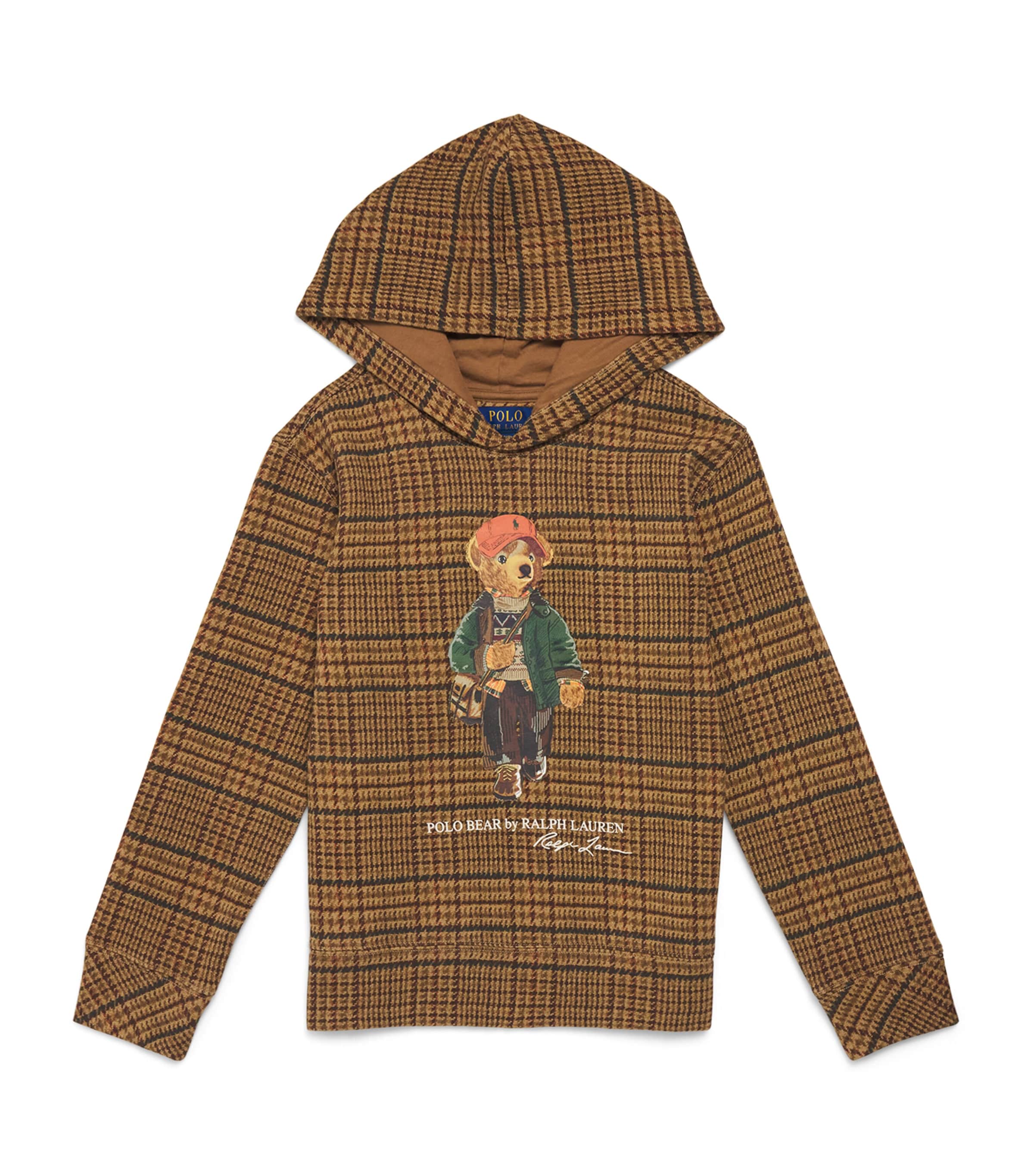 Ralph Lauren Kids Prince of Wales Check Polo Bear Hoodie (6-14 Years) Glenview Tweed