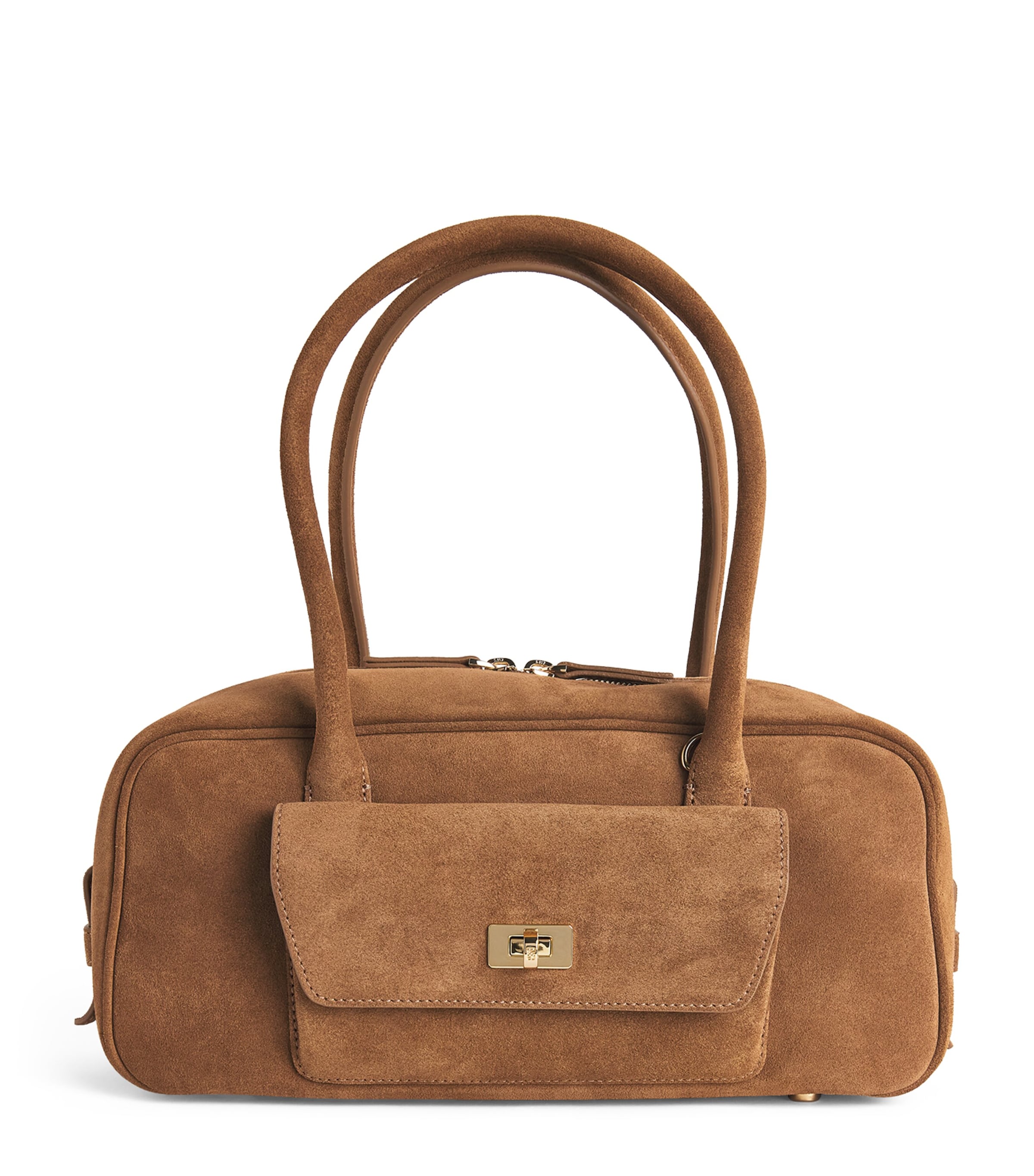 Sandro Paris Suede Ezmehralda Top-Handle Bag Beige