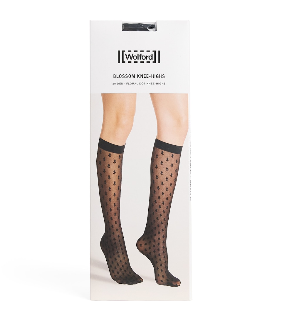 Wolford Womens Blossom 20 Knee-High Stockings Black