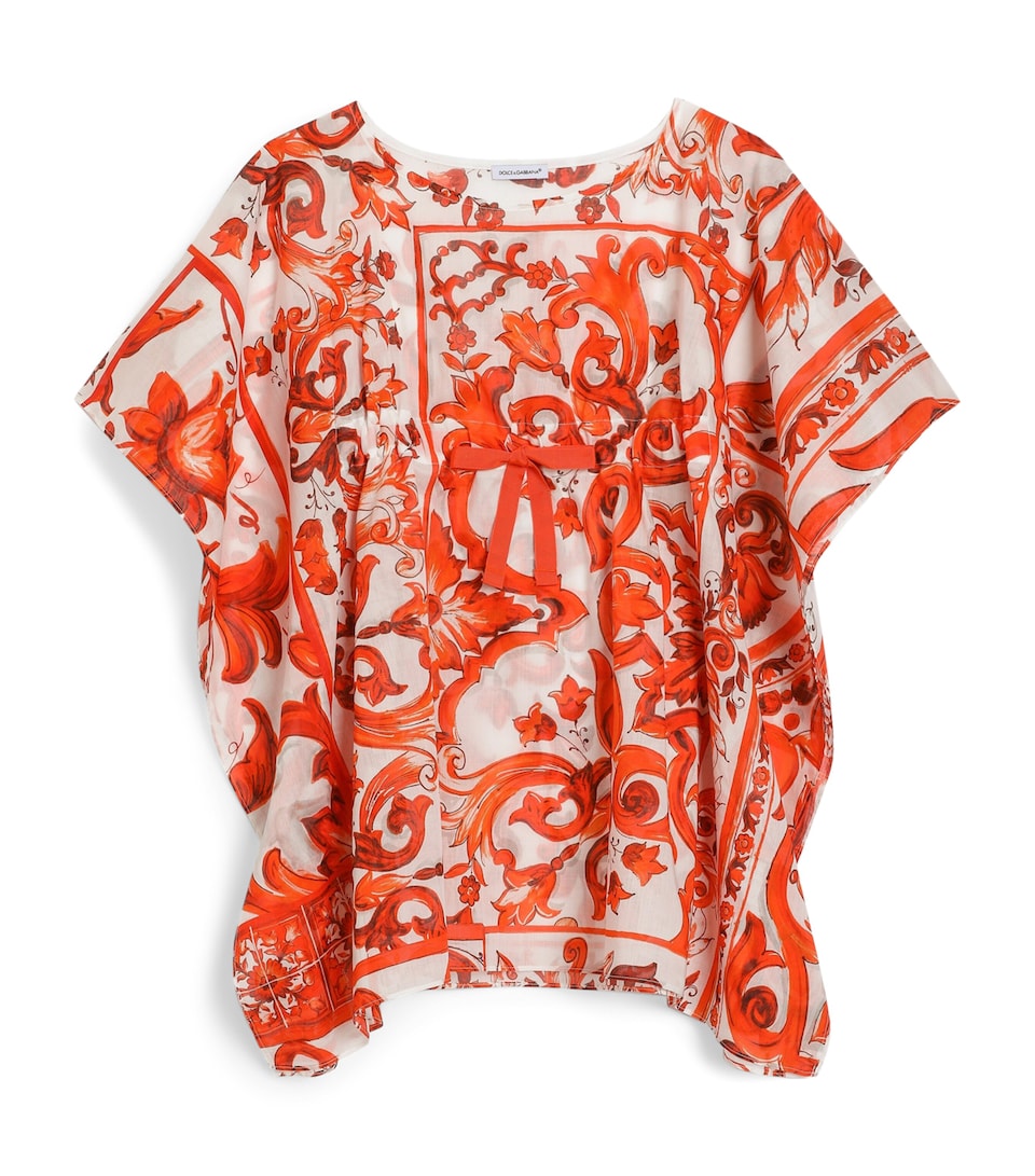 Dolce&Gabbana Kids Cotton Majolica Print Kaftan (M-L) Mix Maiolica O