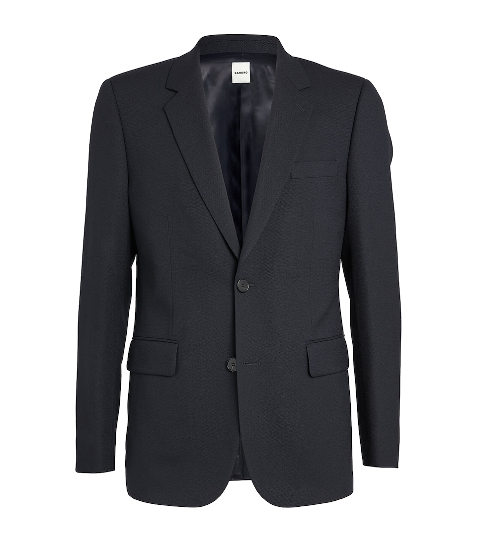 Sandro Paris Mens Wool Suit Jacket Navy Blue
