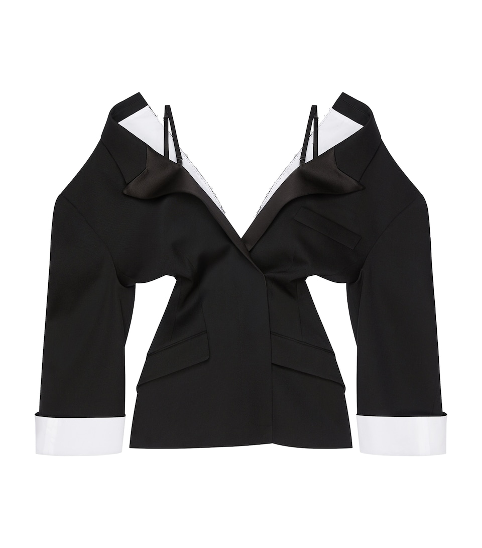 Givenchy Womens Wool Deconstructed Blazer Black