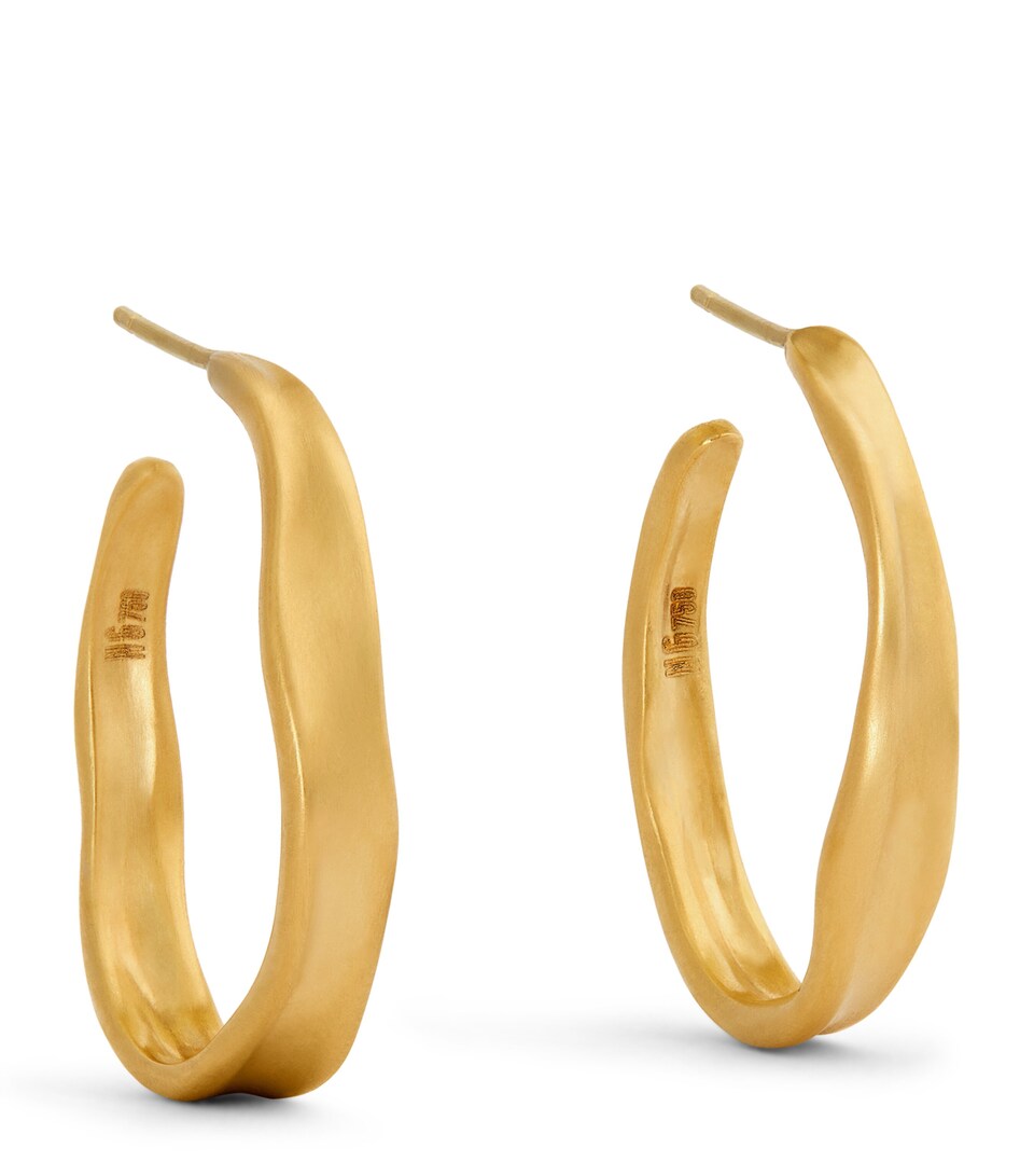 Yellow Gold Baby Malak Oval Hoop Earrings