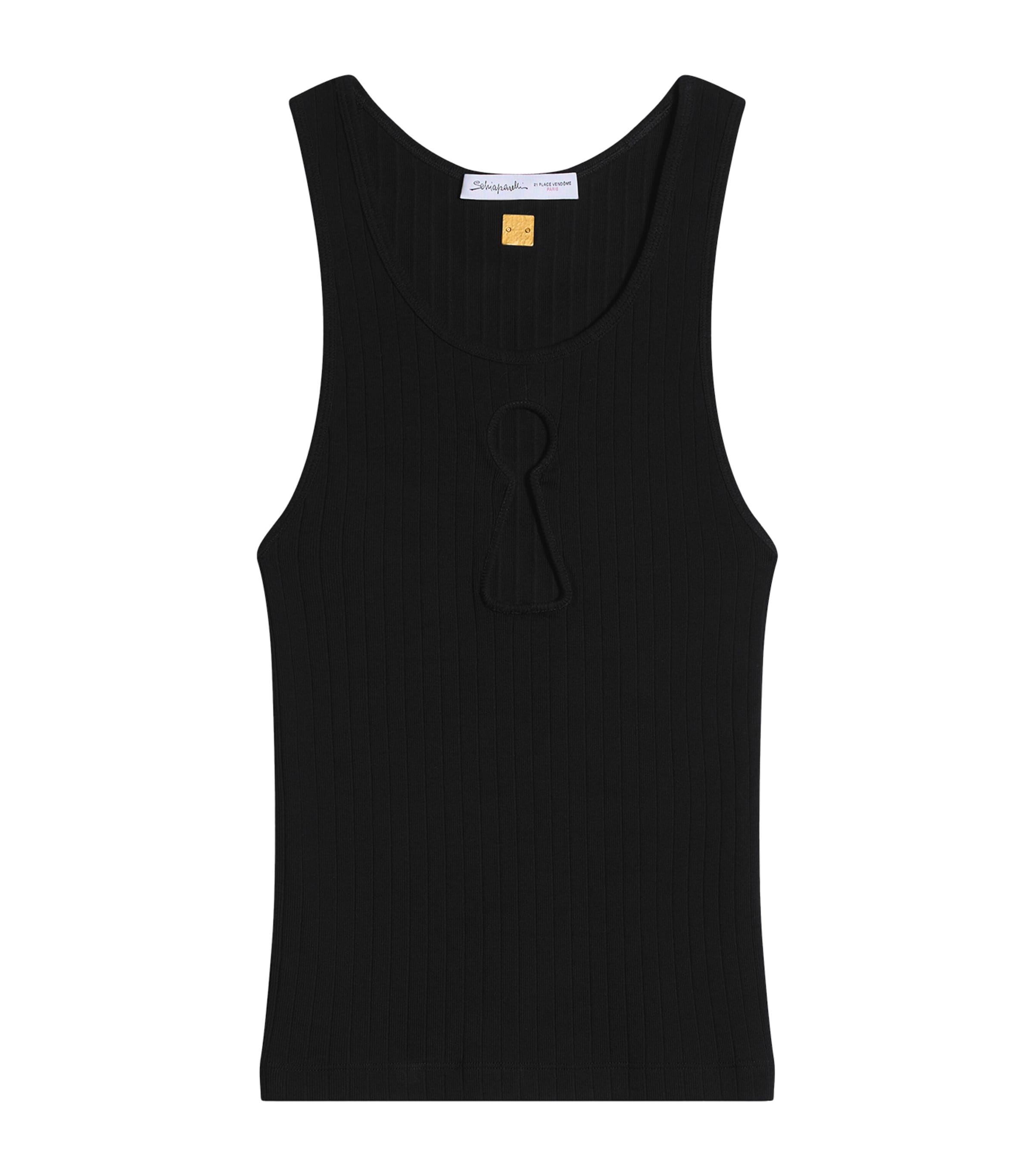 Schiaparelli Womens Cotton Keyhole Tank Top Black