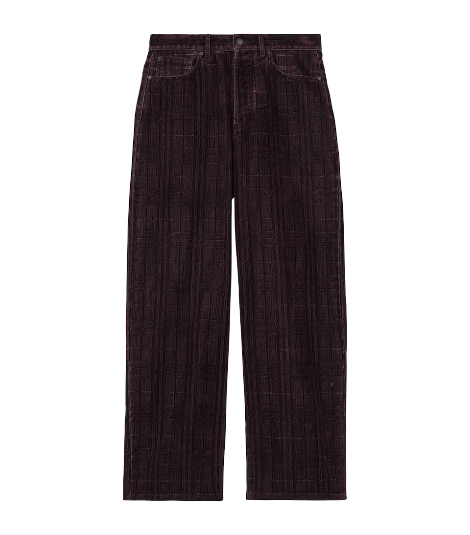 Burberry Mens Check Loose Jeans Plum Purple Ip Check