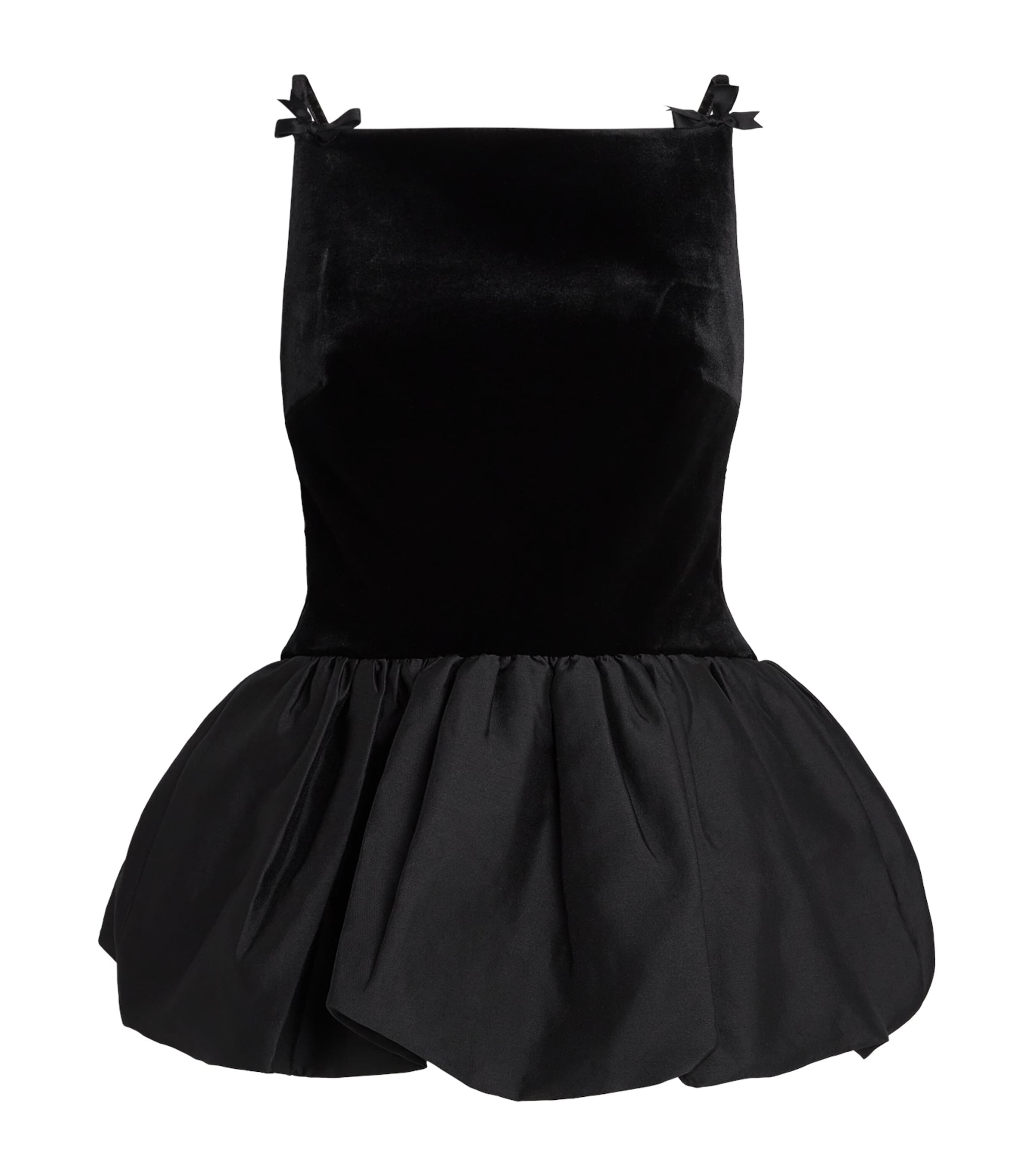 Self-Portrait Womens Velvet Bubble-Hem Top Black
