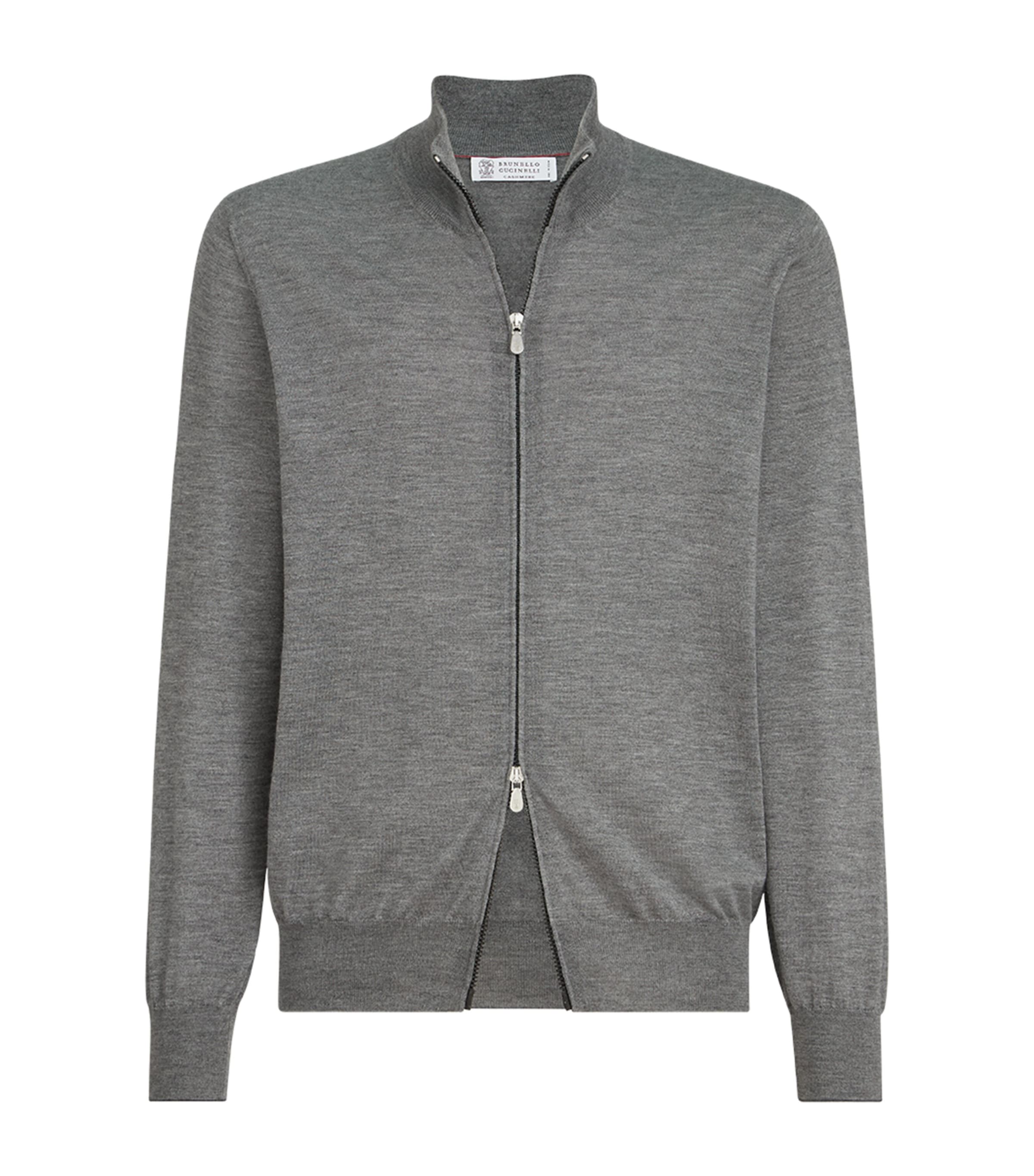 Brunello Cucinelli Mens Cashmere-Silk Zip-Up Cardigan
